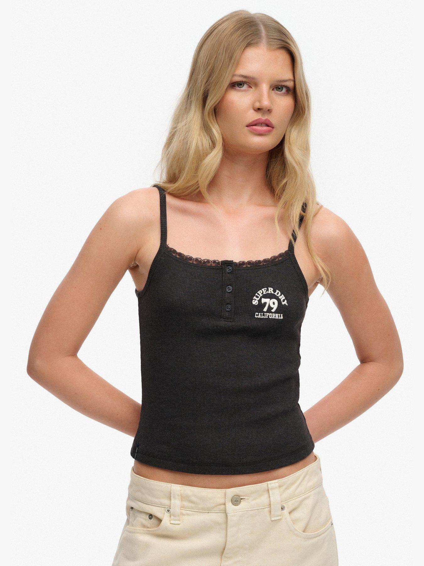 front image of superdry-athletic-embroidered-button-cami-top-grey