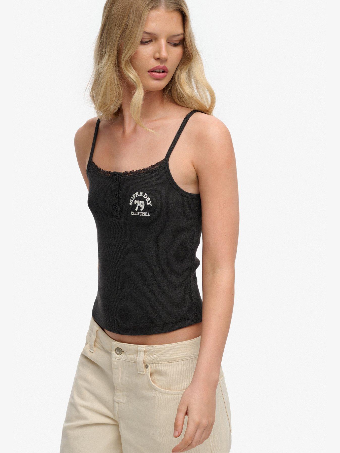  image of superdry-athletic-embroidered-button-cami-top-grey