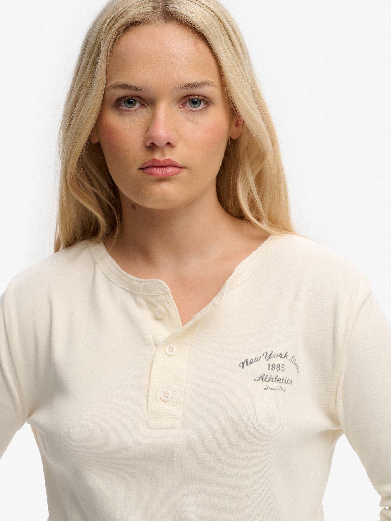  image of superdry-athletic-essentials-button-down-long-sleeve-top-white