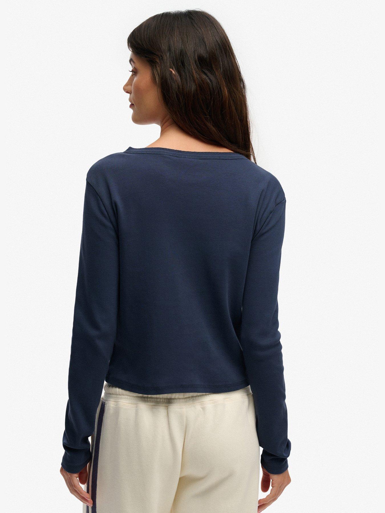 Image 2 of 5 of Superdry Athletic Essentials Button Down Long Sleeve Top - Blue