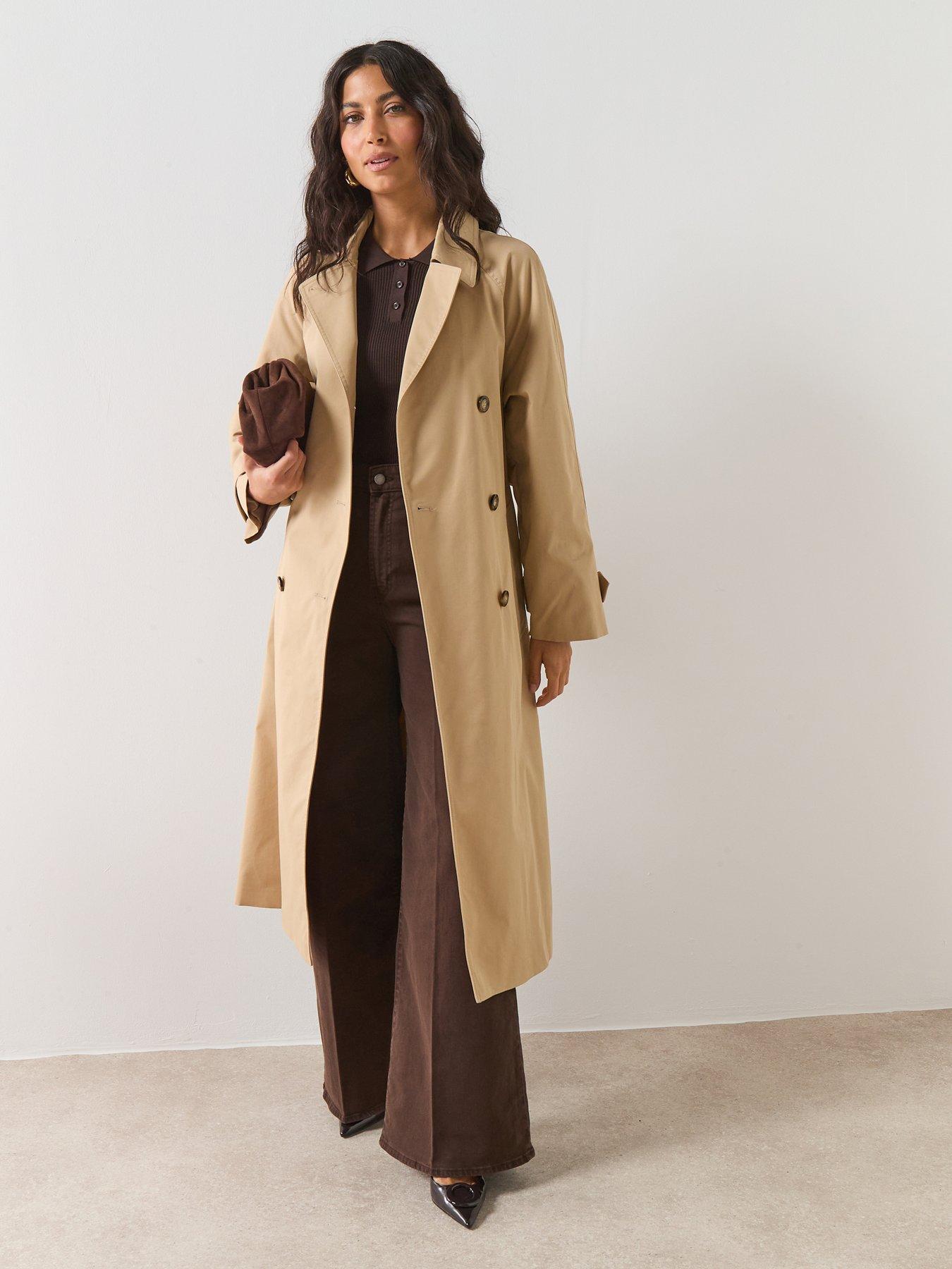 front image of mango-long-double-breasted-trench-coat-beige