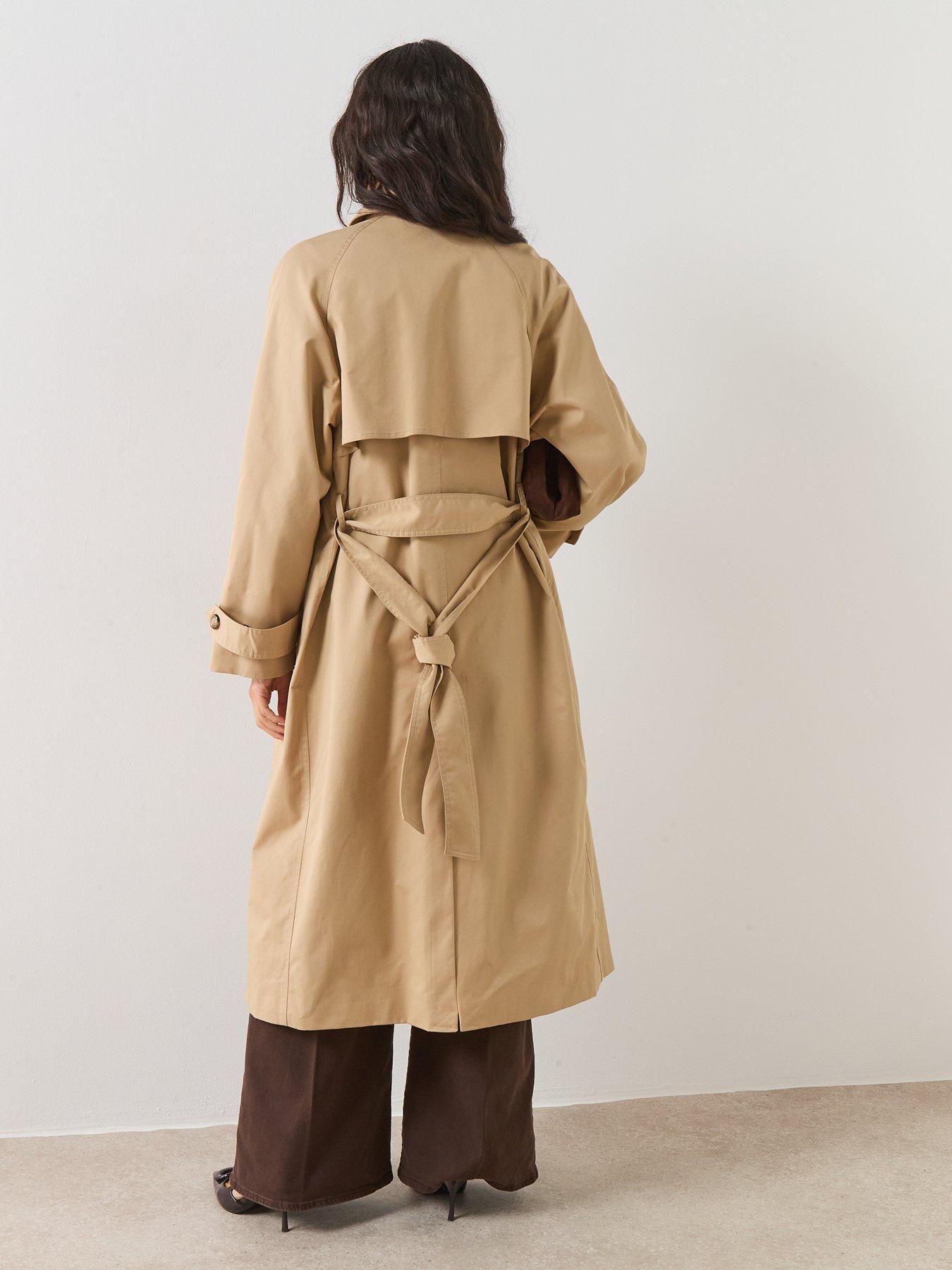  image of mango-long-double-breasted-trench-coat-beige