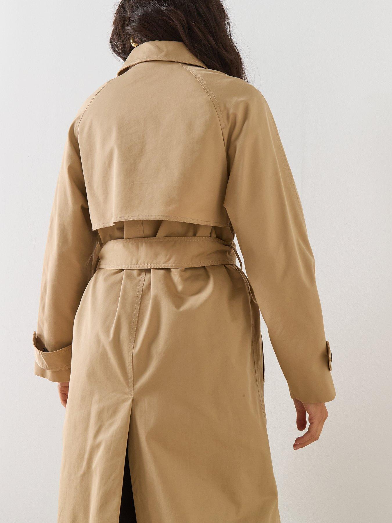  image of mango-long-double-breasted-trench-coat-beige