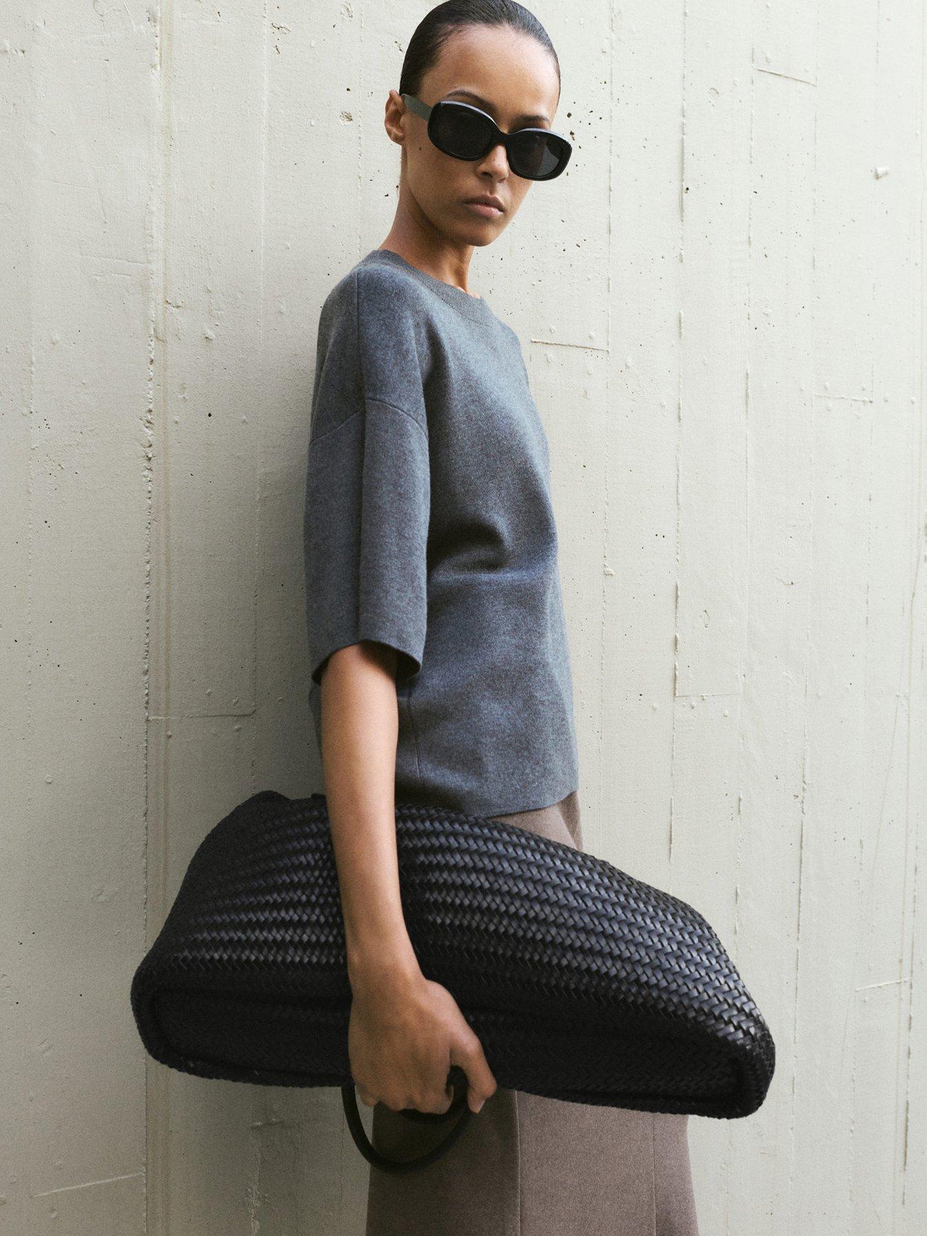  image of mango-oversize-short-sleeve-sweater-grey