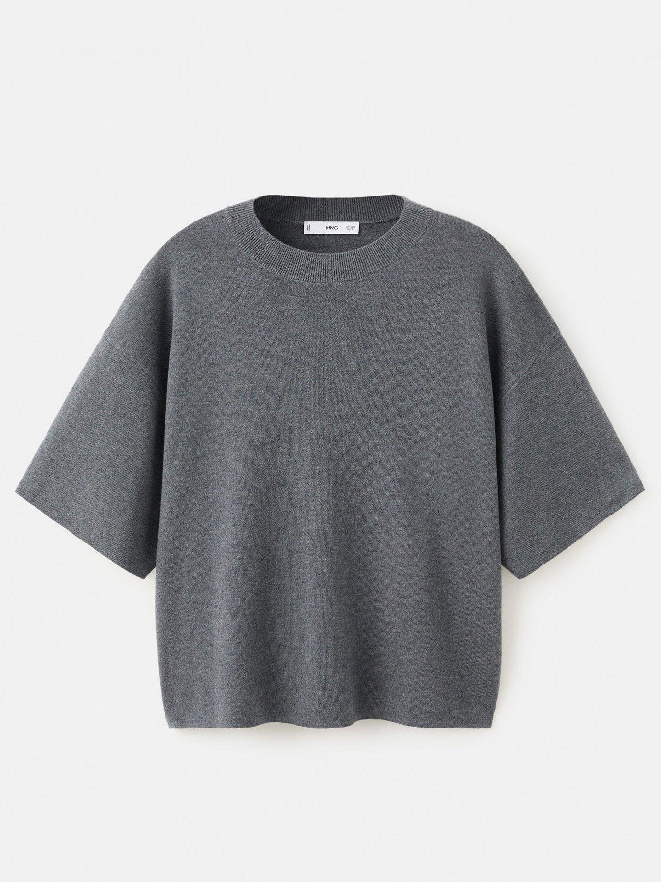  image of mango-oversize-short-sleeve-sweater-grey