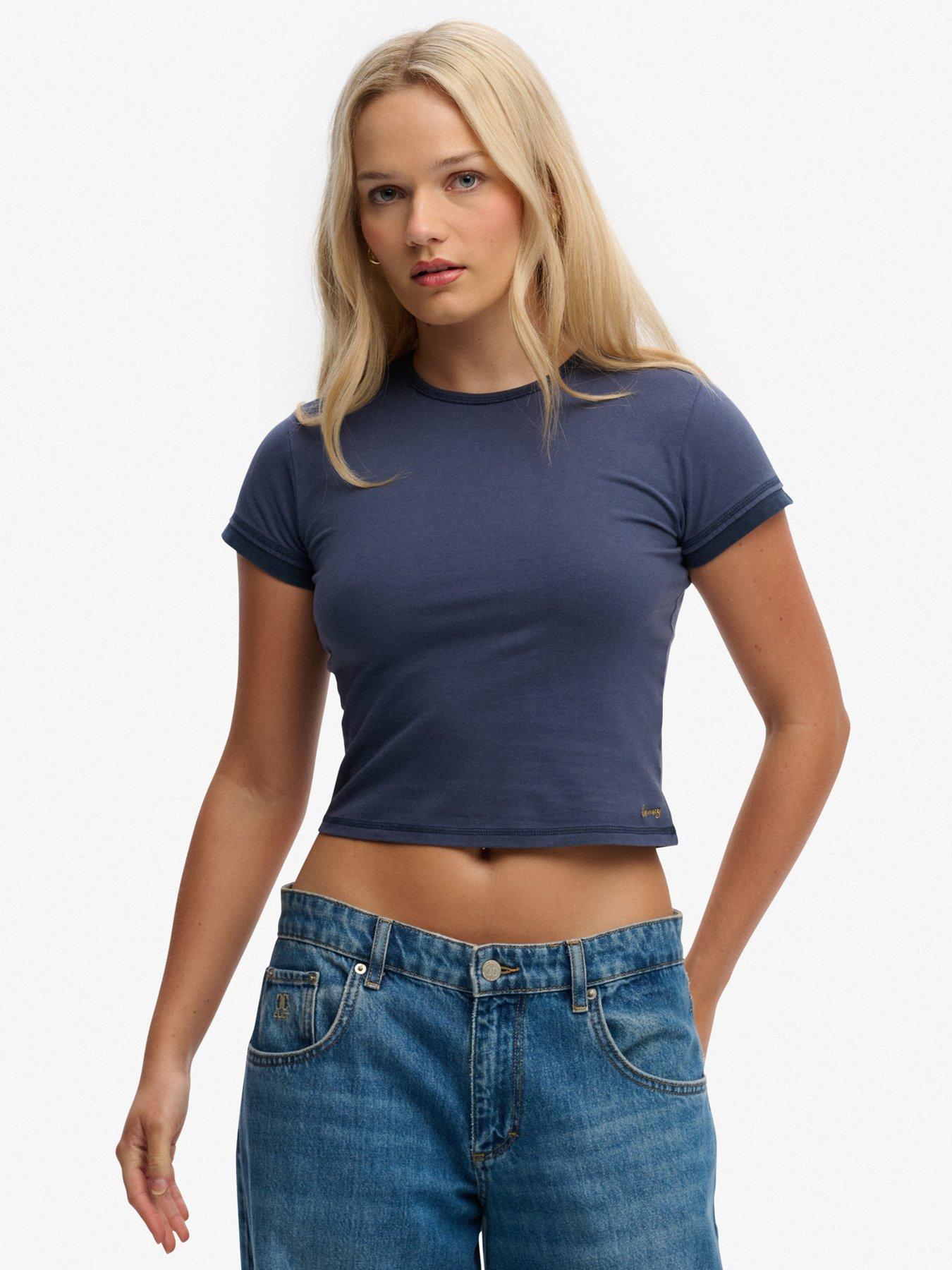 front image of superdry-athletic-essentials-layered-top-blue