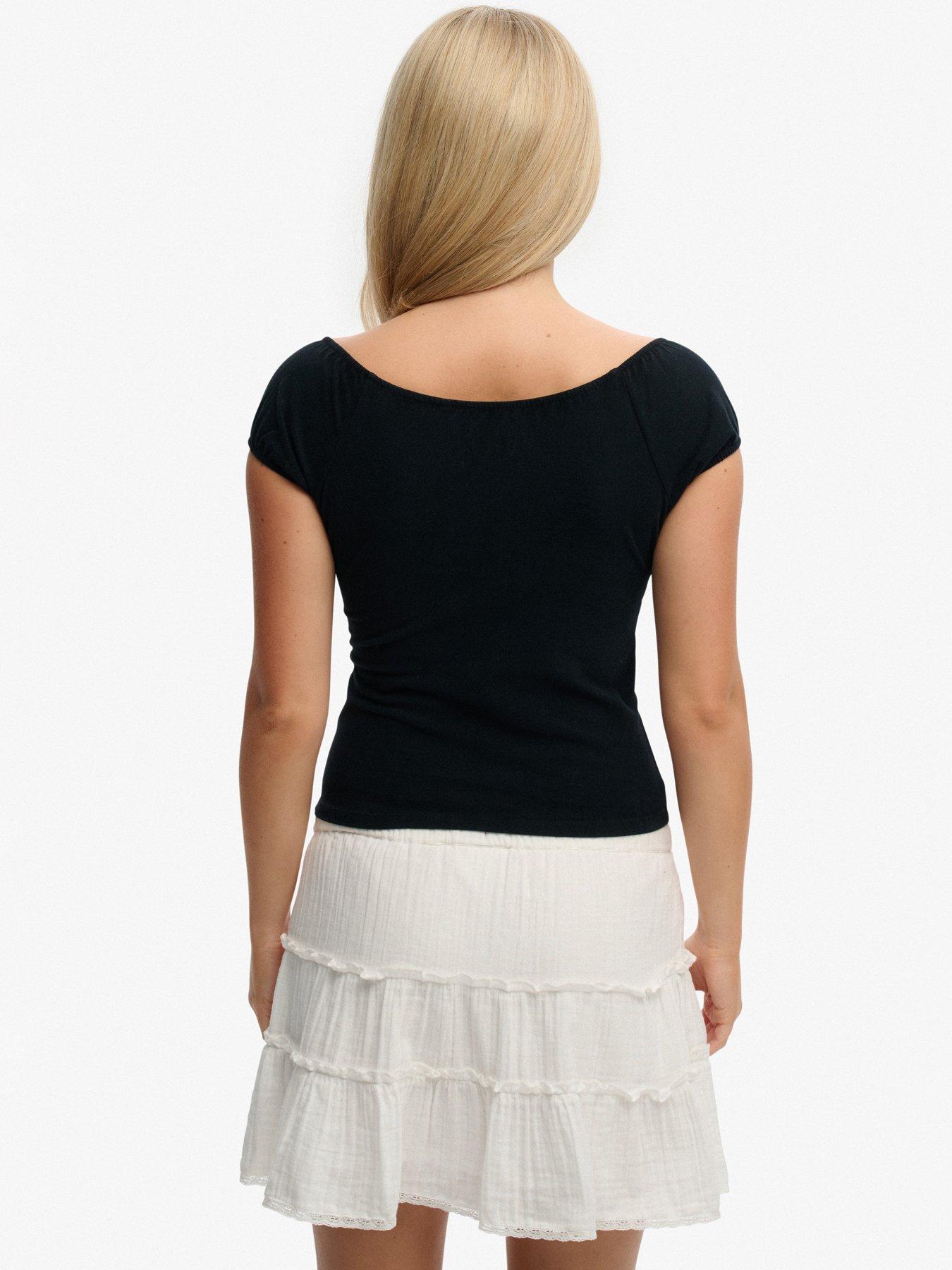 stillFront image of superdry-athletic-essentials-ruched-top-black