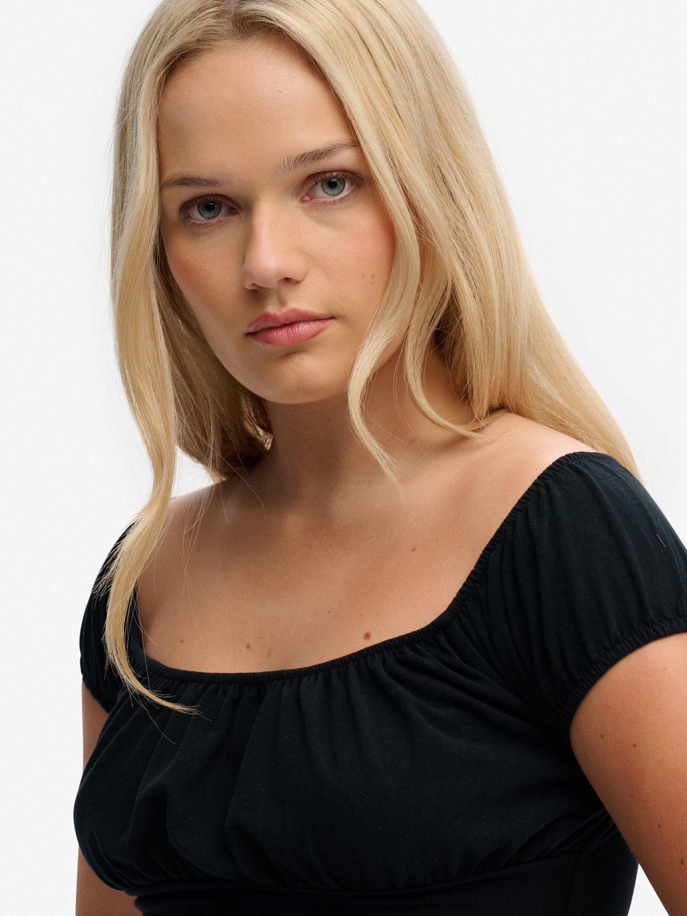  image of superdry-athletic-essentials-ruched-top-black