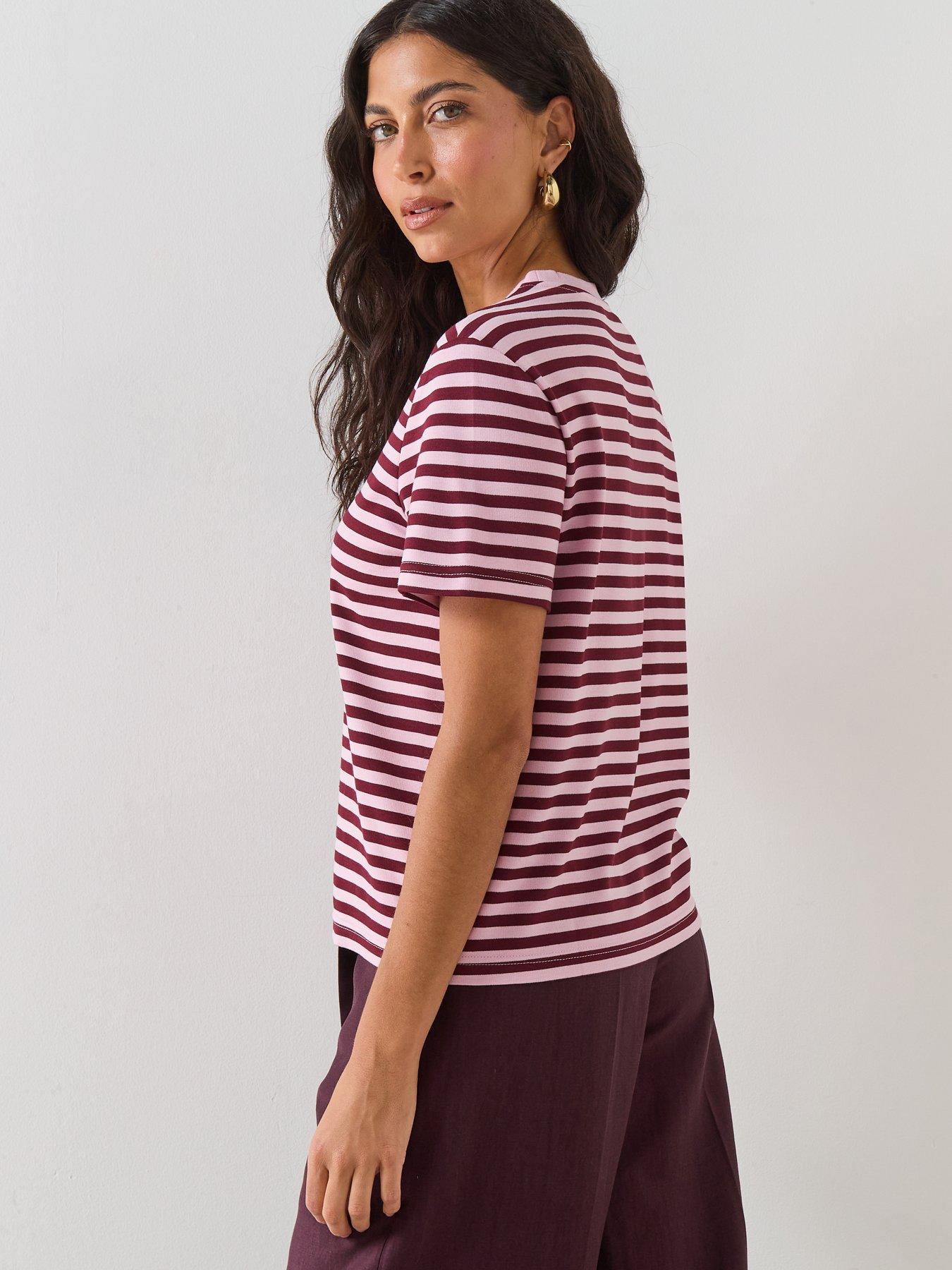 Image 2 of 6 of Mango Striped Short Sleeved T-Shirt - Pink