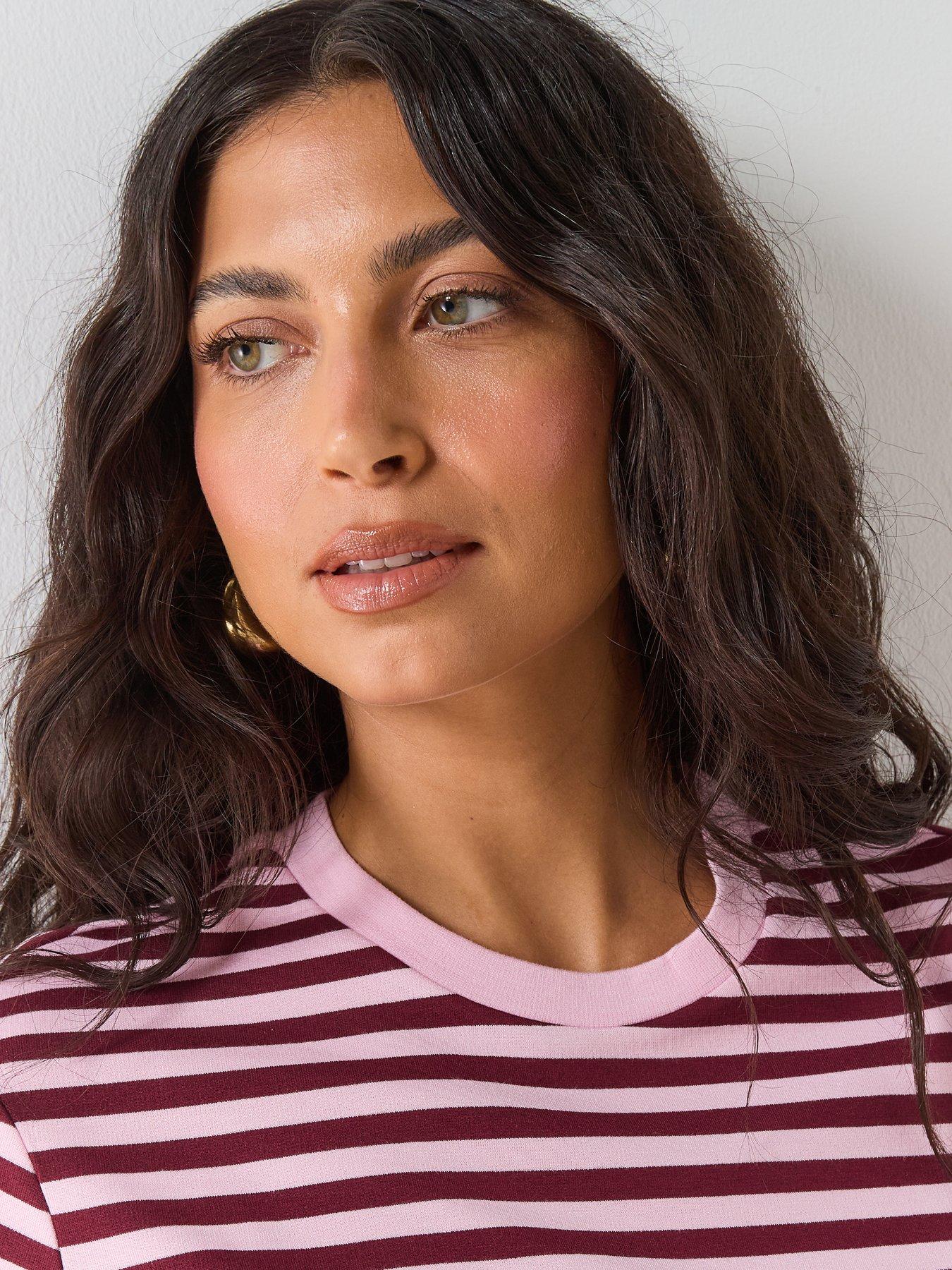 Image 4 of 6 of Mango Striped Short Sleeved T-Shirt - Pink