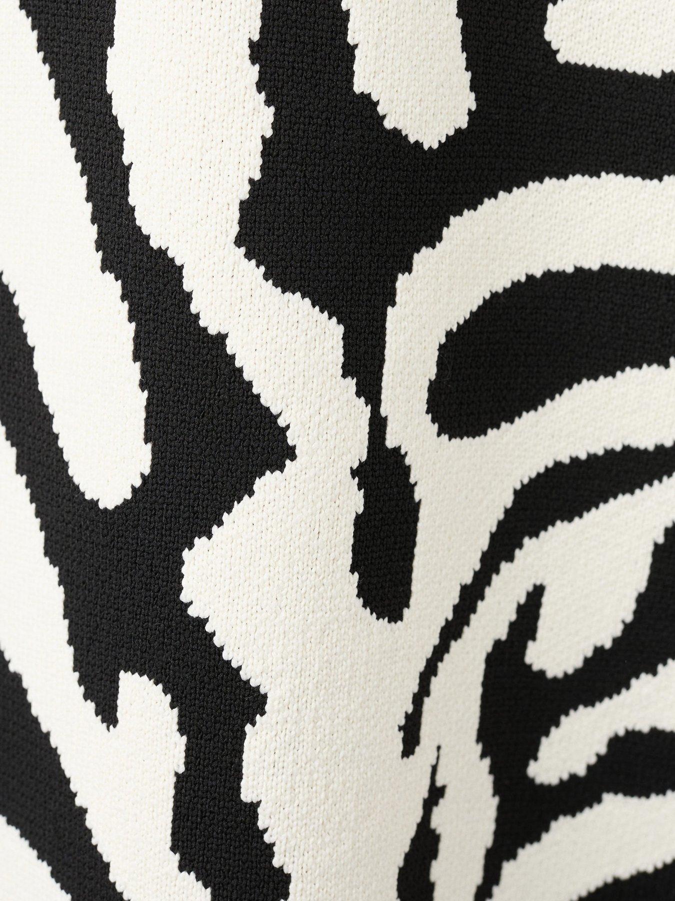  image of mango-zebra-print-knitted-jumper-black