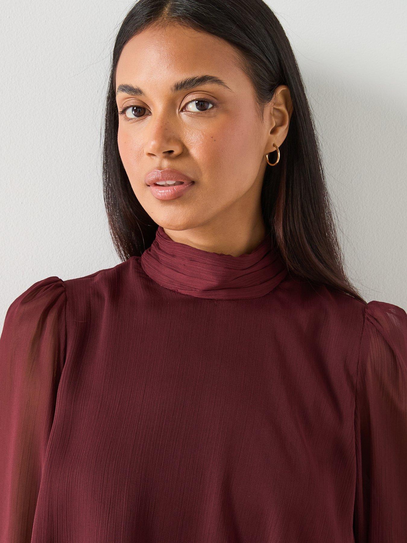  image of mango-ruffle-dress-with-draped-neckline-red