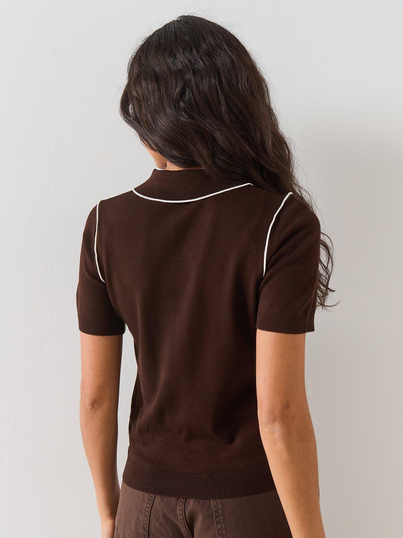 Image 2 of 6 of Mango Contrasting Stripe Jumper - Brown