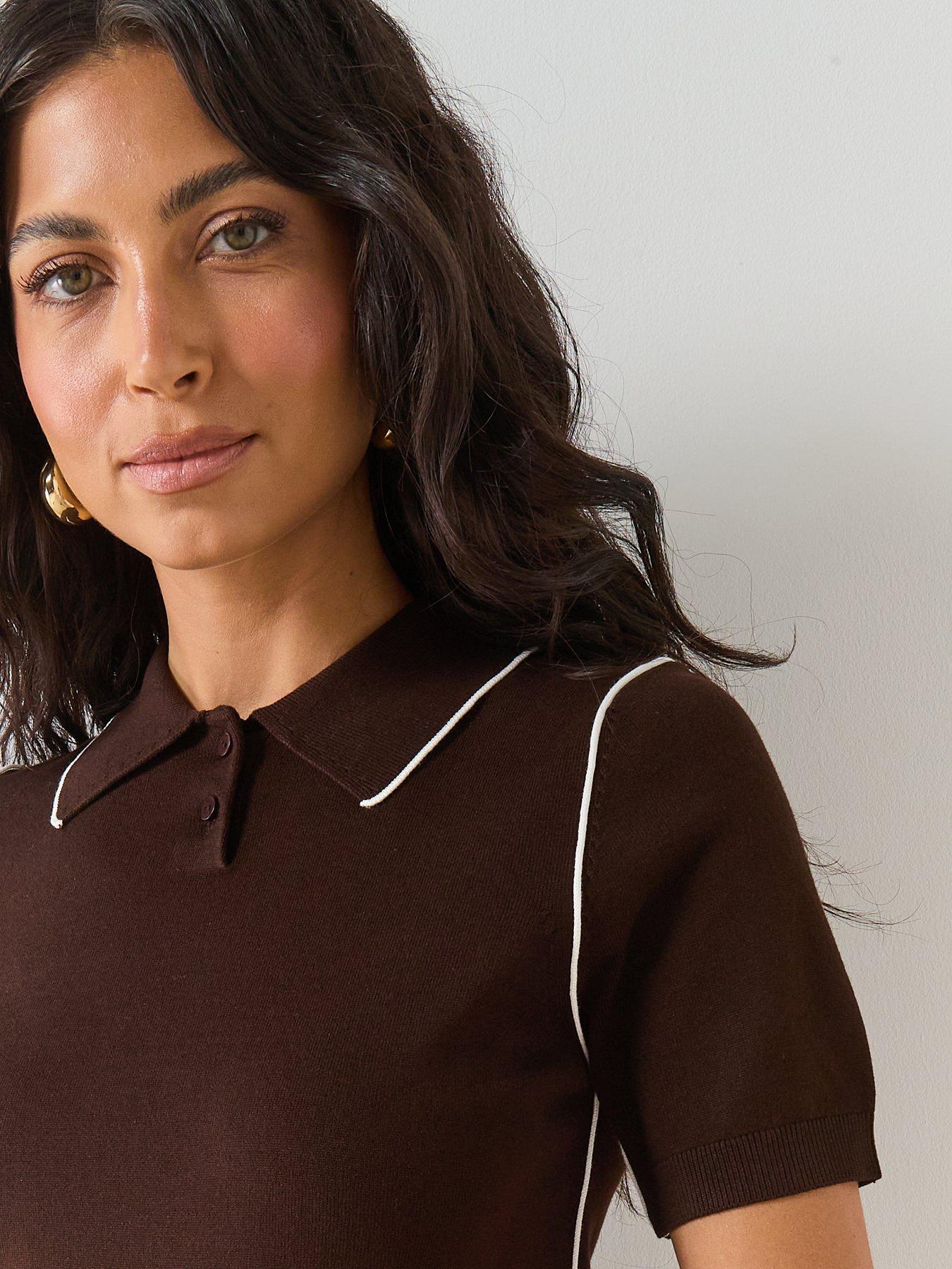 Image 4 of 6 of Mango Contrasting Stripe Jumper - Brown