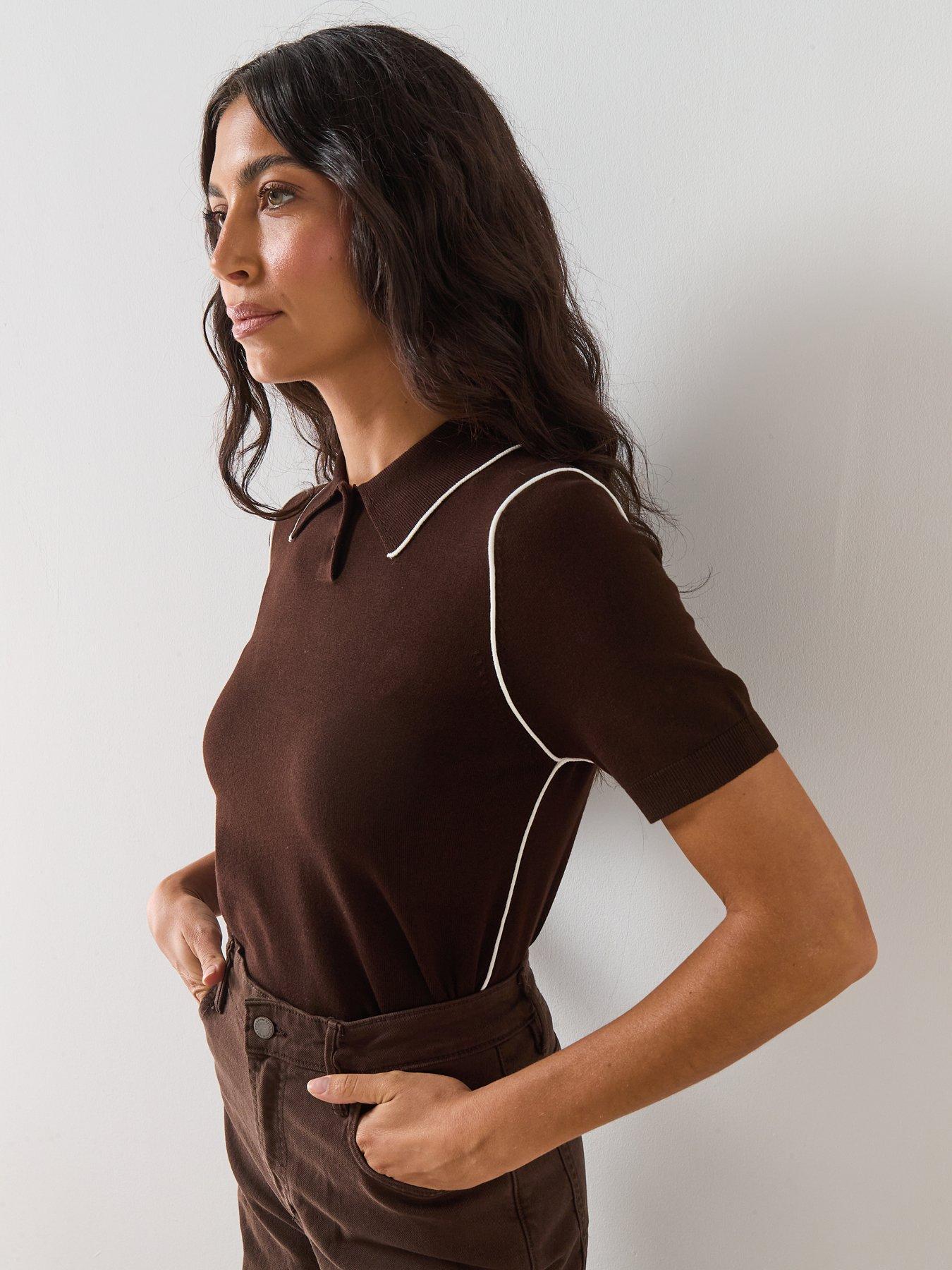 Image 6 of 6 of Mango Contrasting Stripe Jumper - Brown
