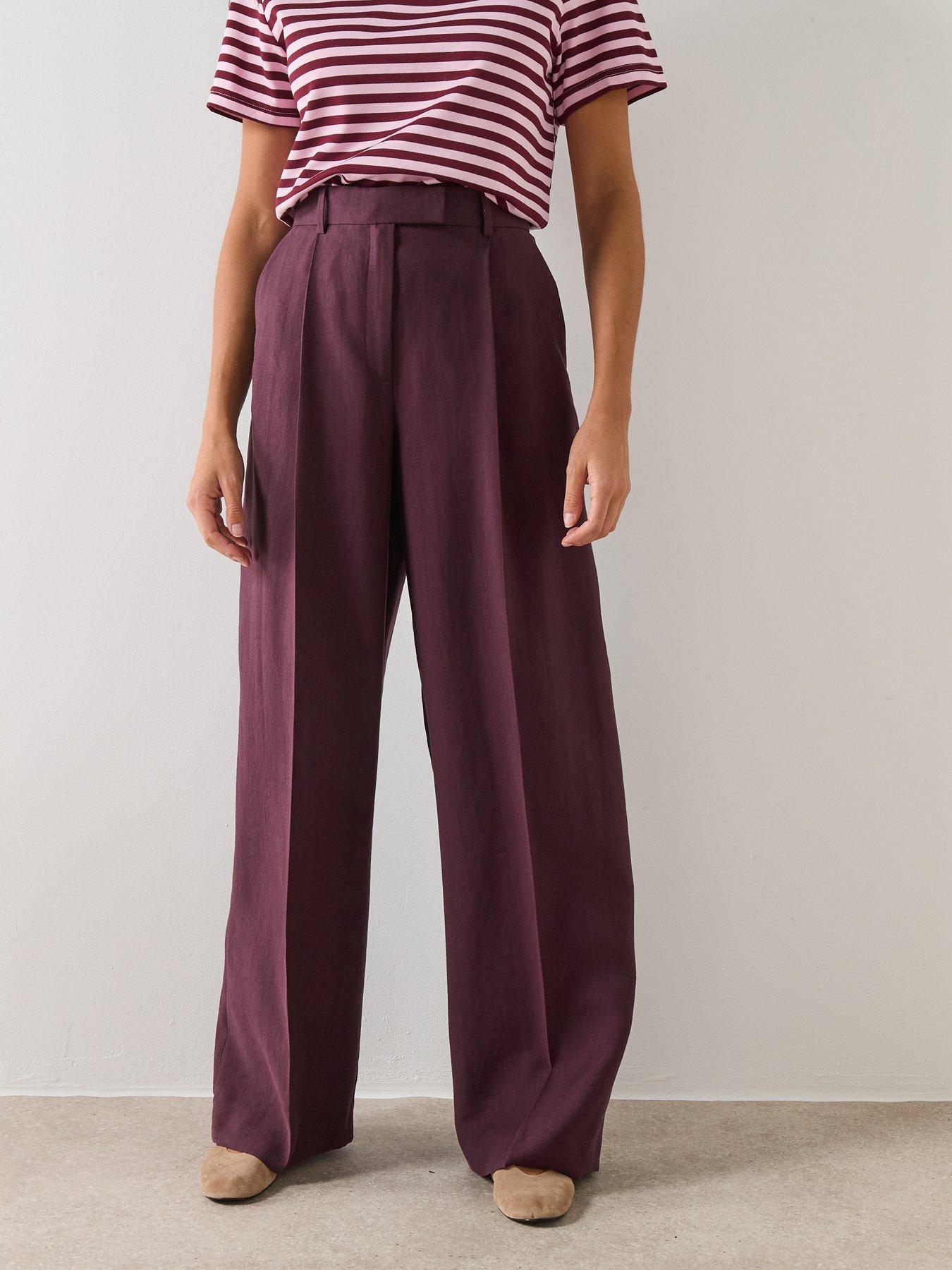 Mango Wide Leg Trousers - Purple