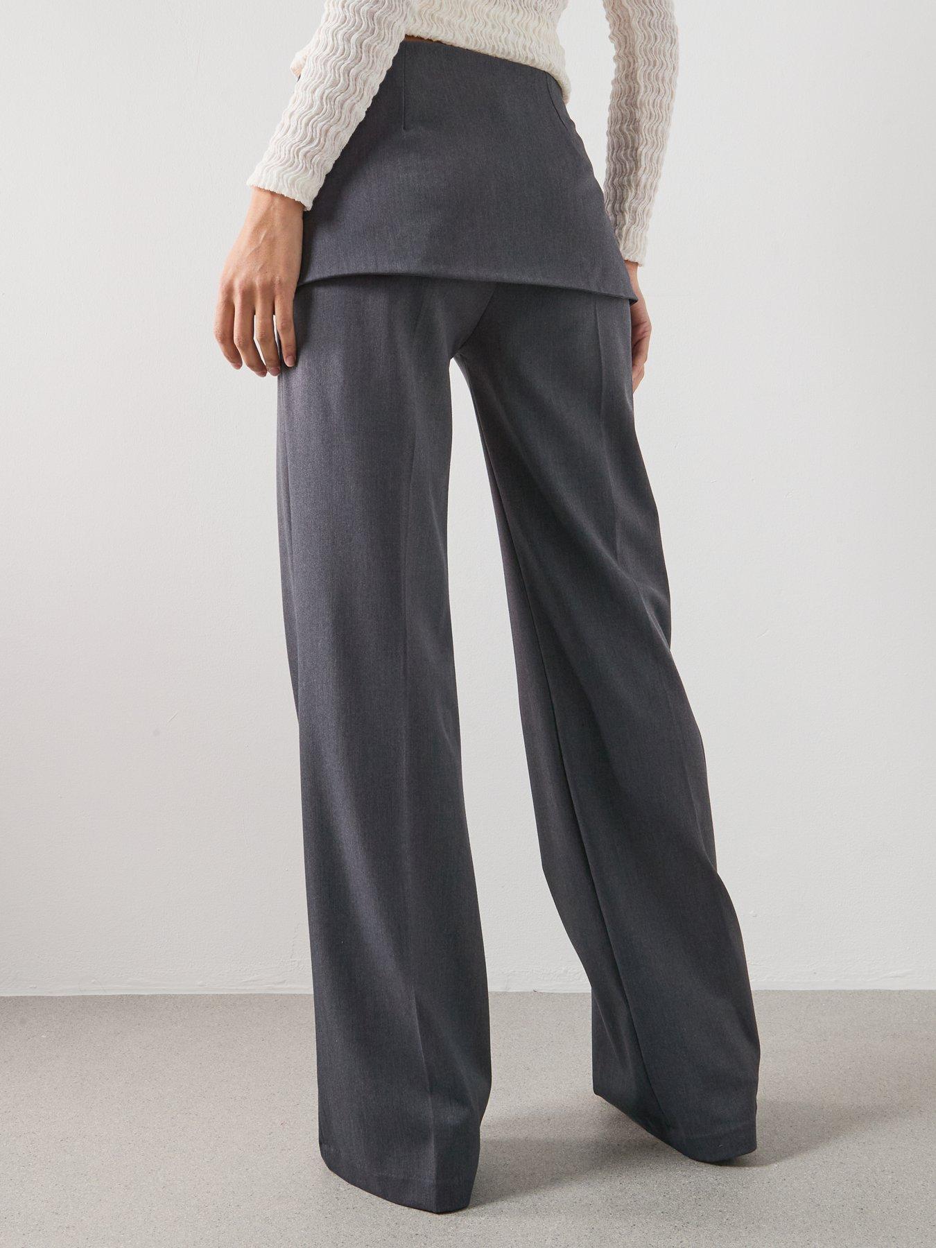  image of mango-straight-leg-trousers-with-a-mixed-design-grey