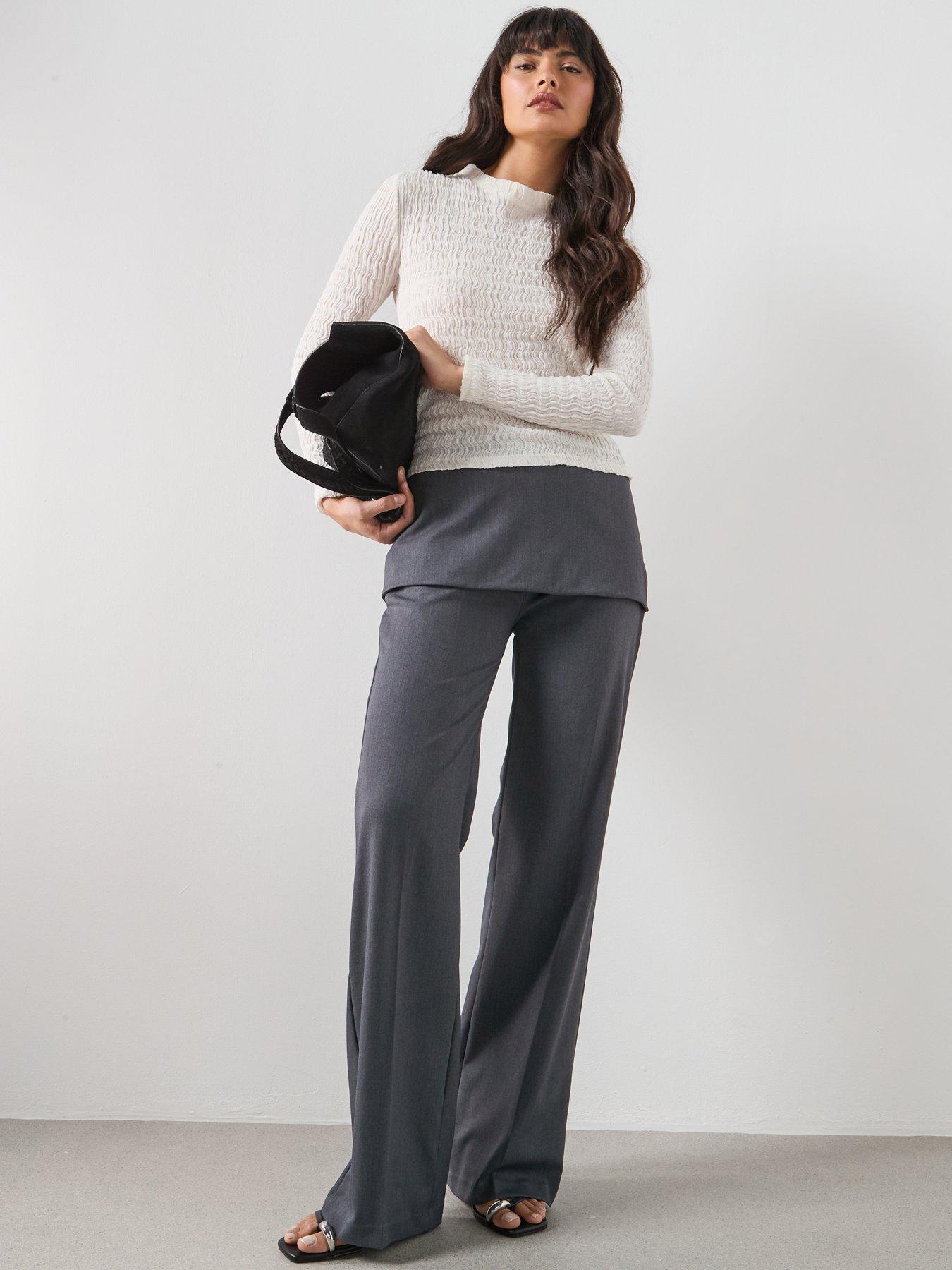  image of mango-straight-leg-trousers-with-a-mixed-design-grey