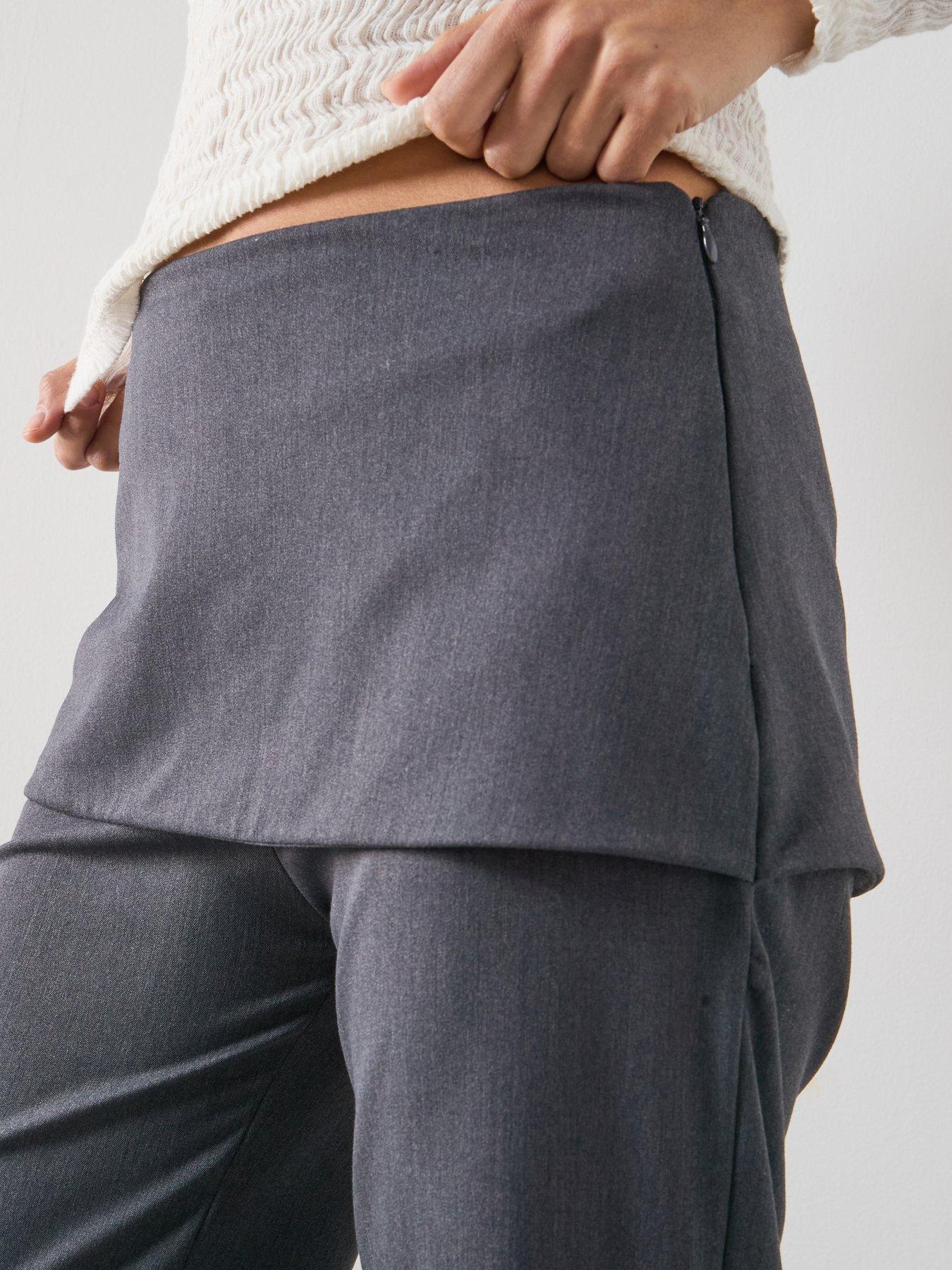  image of mango-straight-leg-trousers-with-a-mixed-design-grey