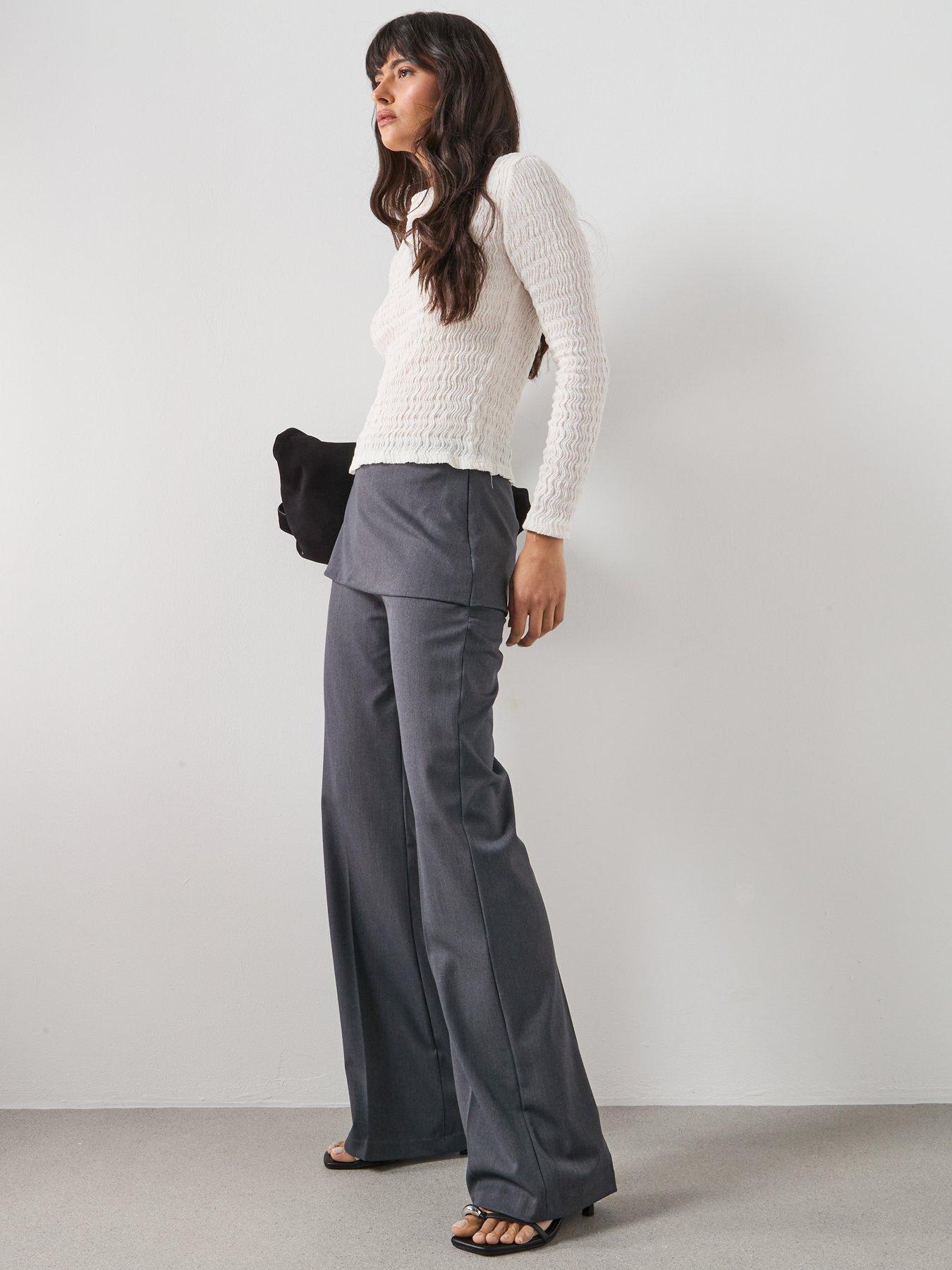 image of mango-straight-leg-trousers-with-a-mixed-design-grey