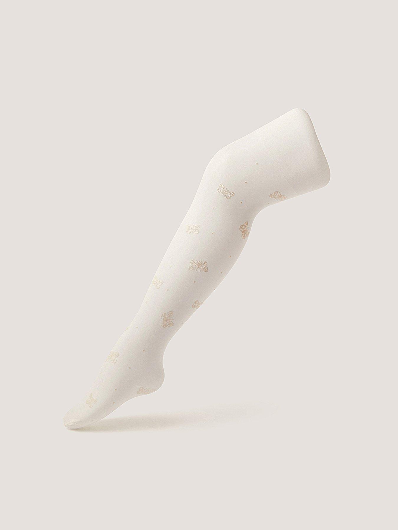 Image 2 of 3 of Monsoon Girls Polka Dot Butterfly Tights - White