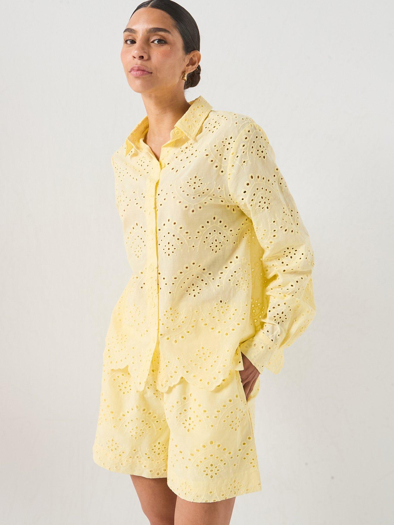 PIECES Pcvilde Long Sleeve Shirt Wvn Noos - Yellow