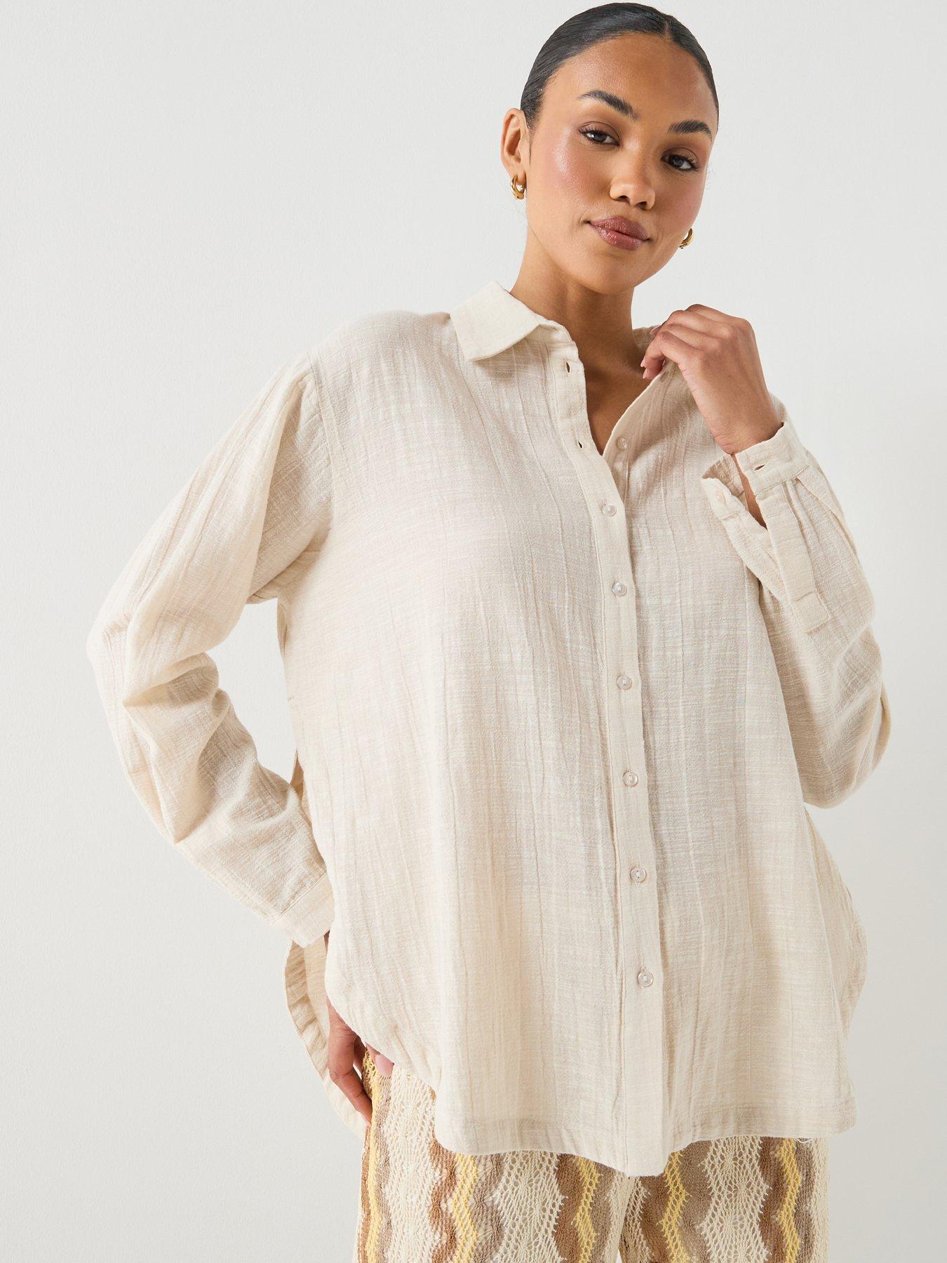 PIECES Pcagnes Long Sleeve Oversized Shirt - Brown