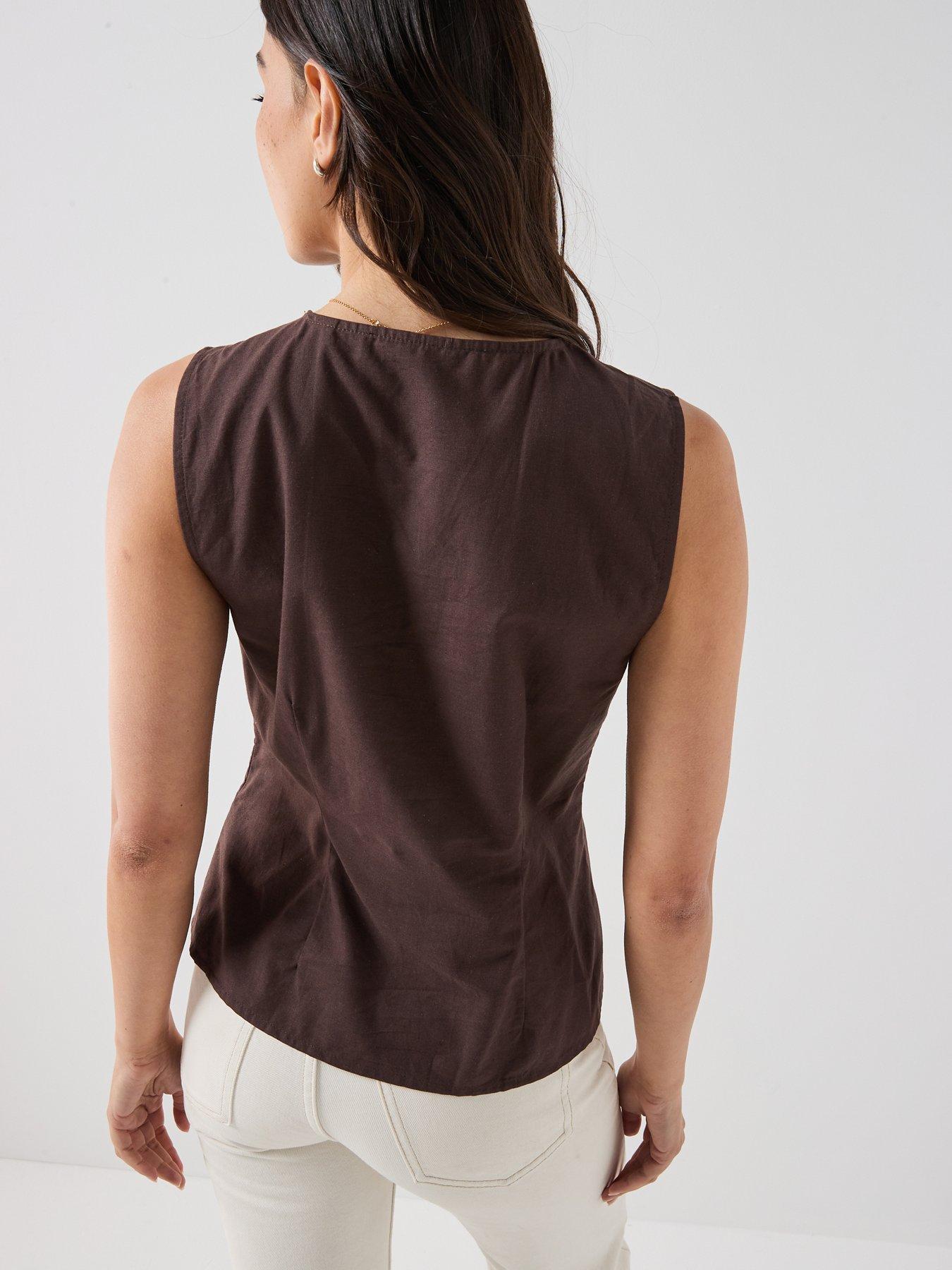 Image 2 of 5 of Vero Moda Selma Waistcoat - Brown