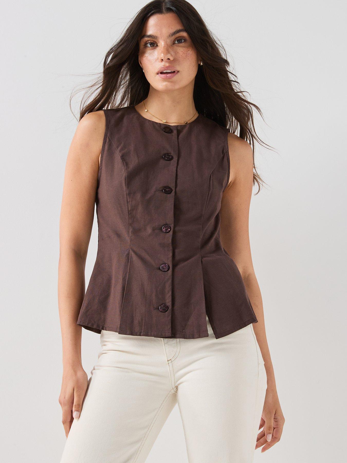 Image 4 of 5 of Vero Moda Selma Waistcoat - Brown
