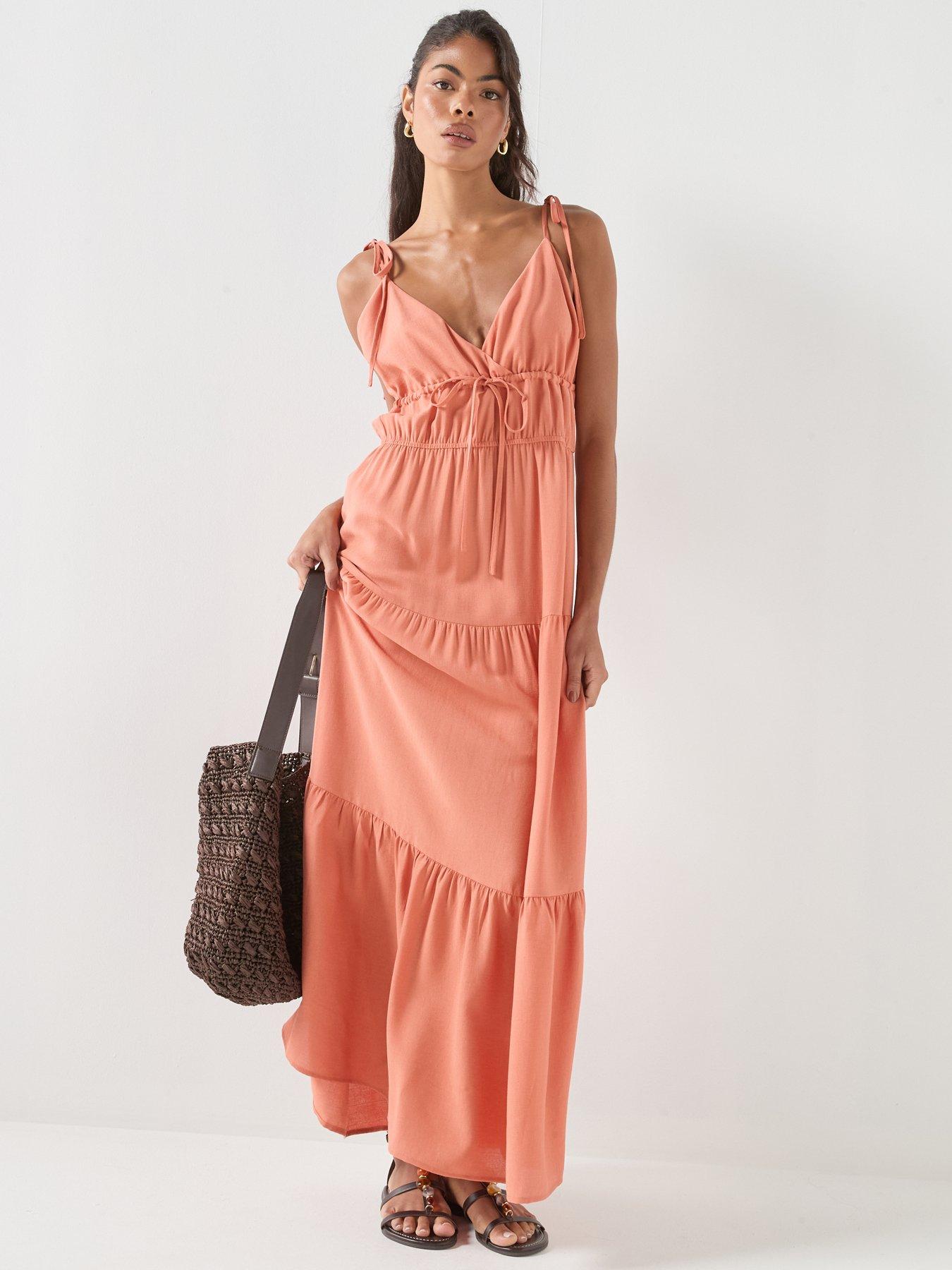 Vero Moda Vmathena Singlet Detail Ankle Dress Woven - Orange