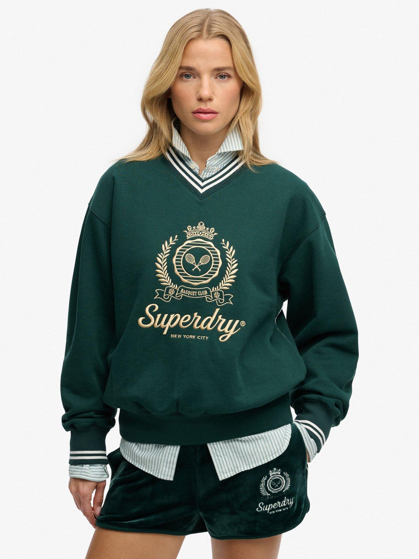 Superdry Country Club Loose V Neck Sweatshirt - Green