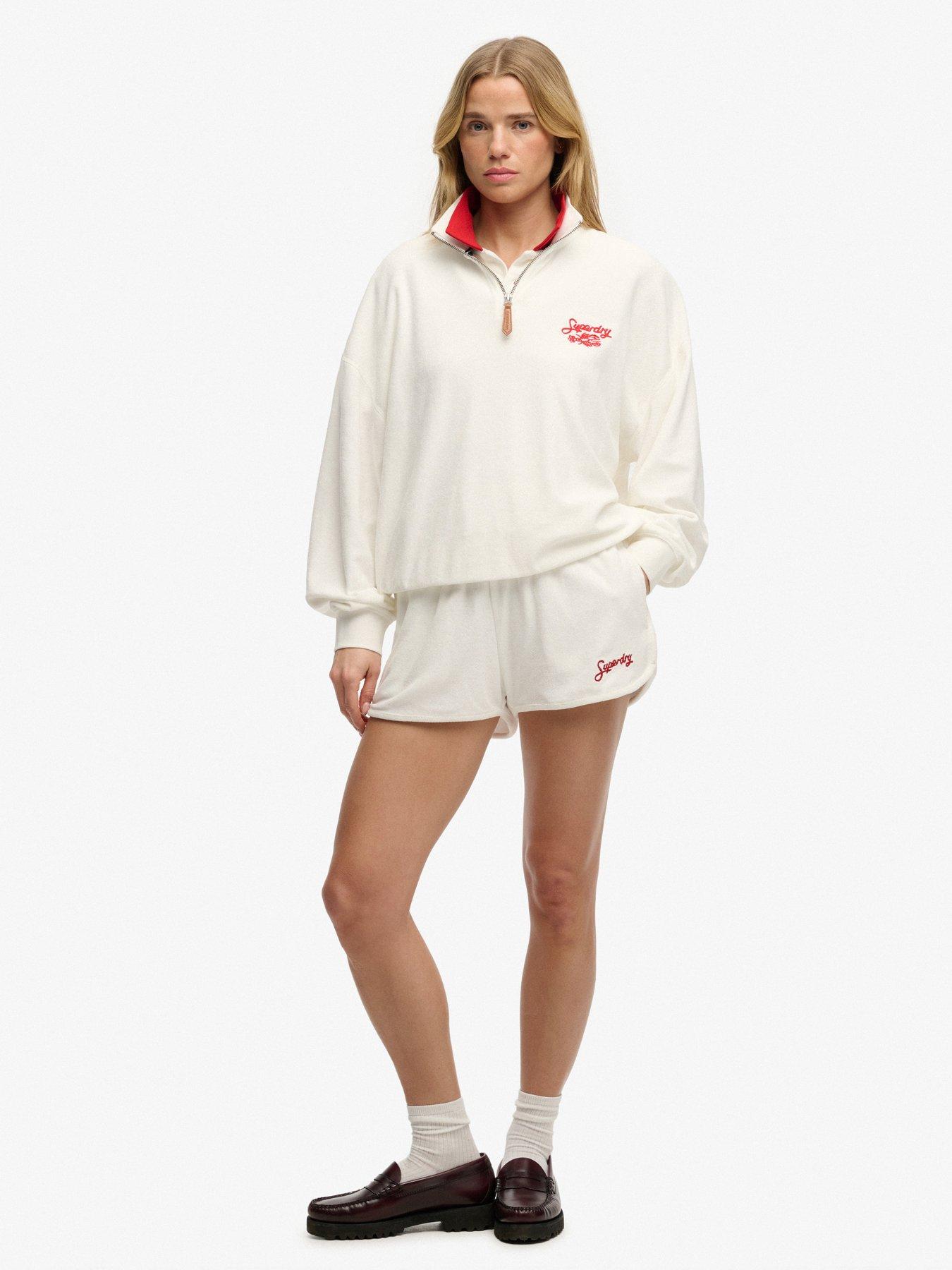  image of superdry-heritage-terry-half-zip-sweatshirt-cream