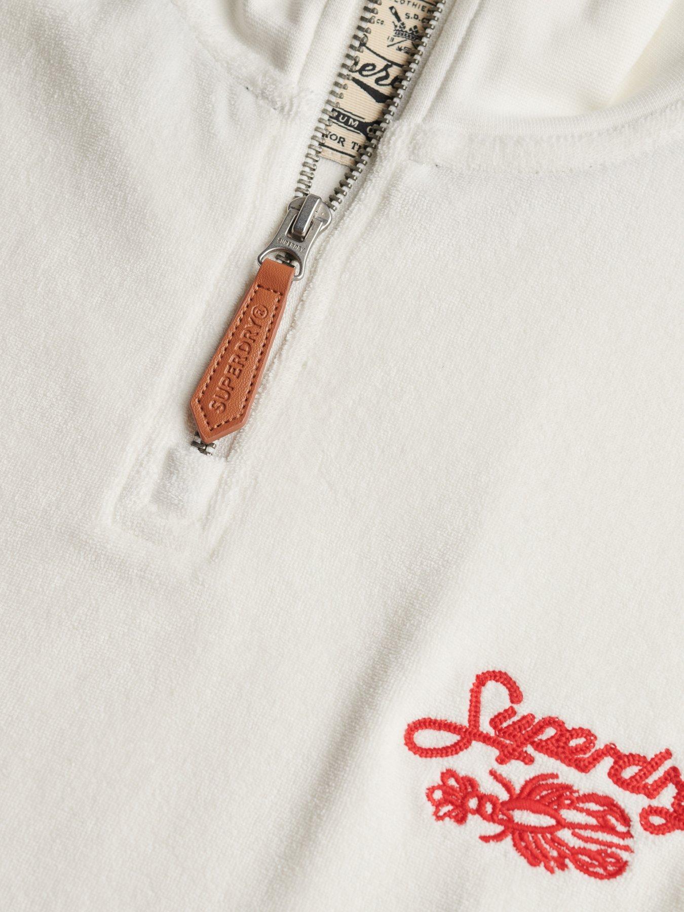  image of superdry-heritage-terry-half-zip-sweatshirt-cream