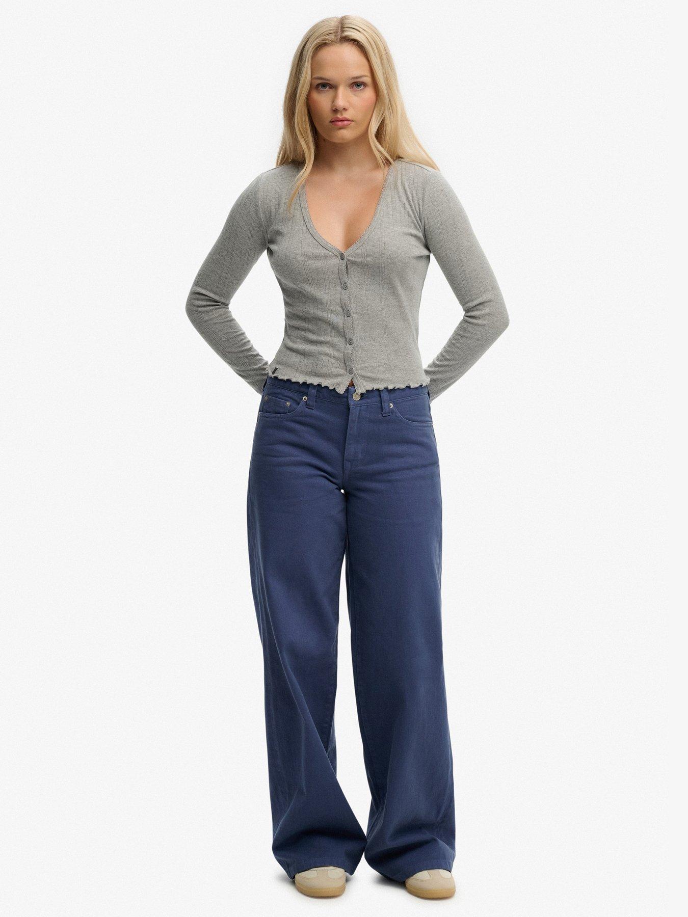  image of superdry-athletic-essential-pointelle-cardigan-grey