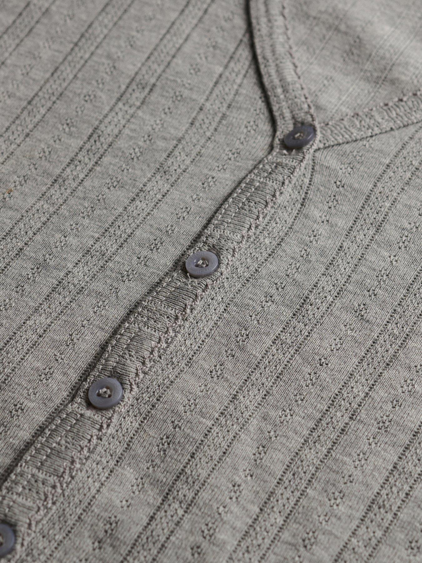  image of superdry-athletic-essential-pointelle-cardigan-grey
