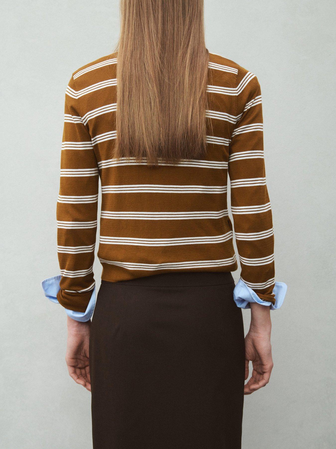  image of mango-cardigan-with-shirt-collar-brown
