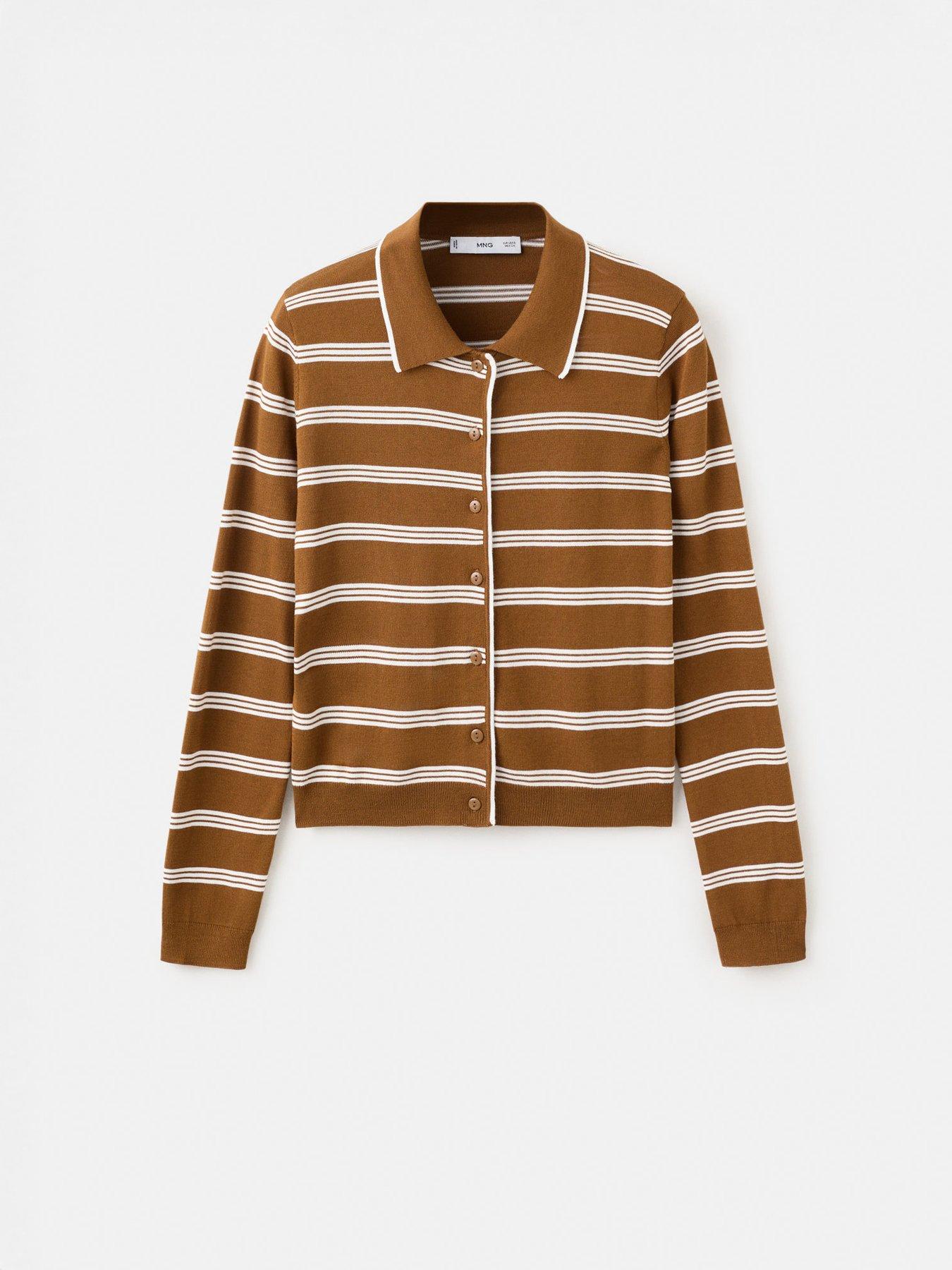  image of mango-cardigan-with-shirt-collar-brown