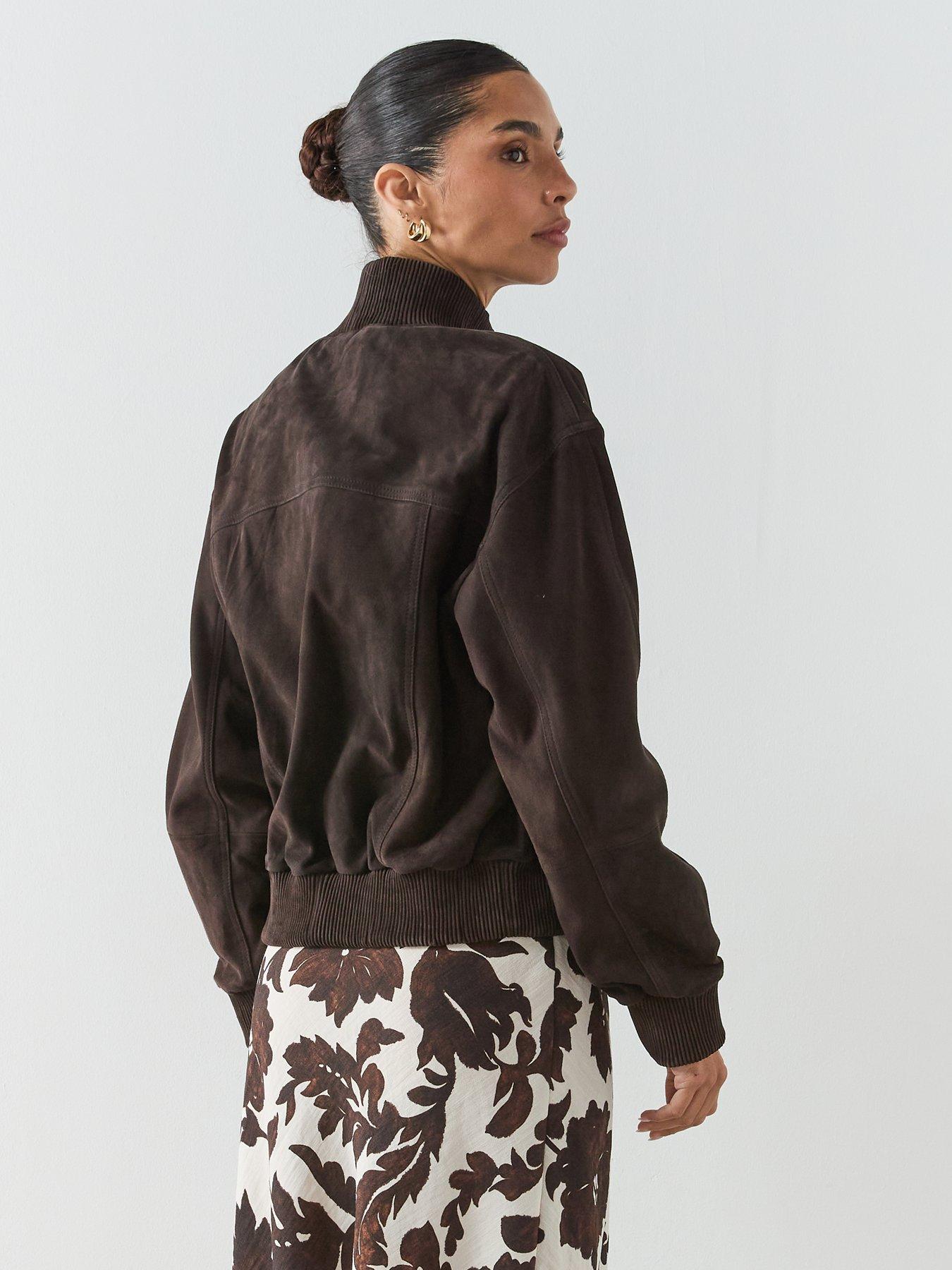 Image 2 of 6 of Mango Buttoned Suede Jacket - Brown
