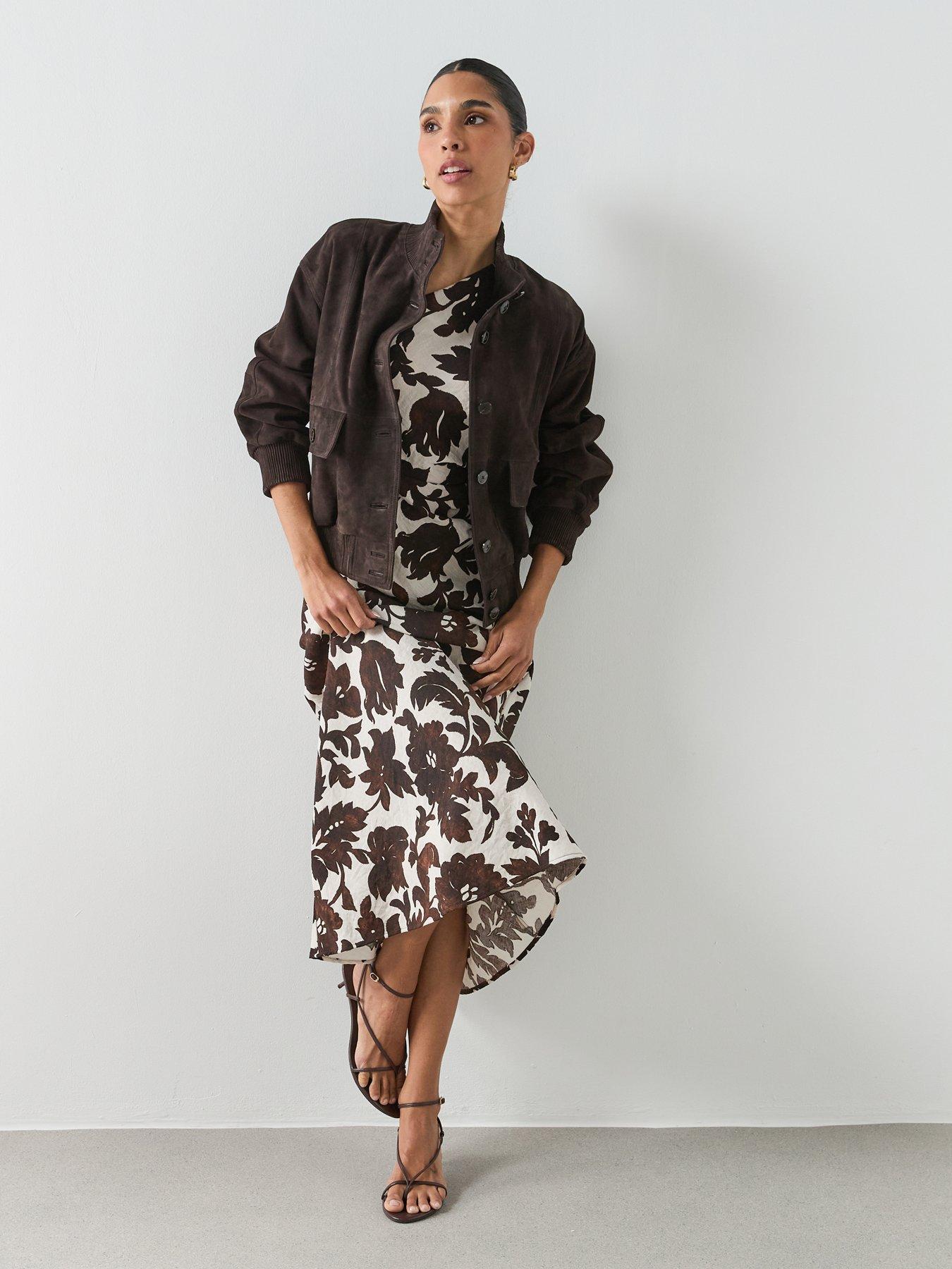 Image 3 of 6 of Mango Buttoned Suede Jacket - Brown