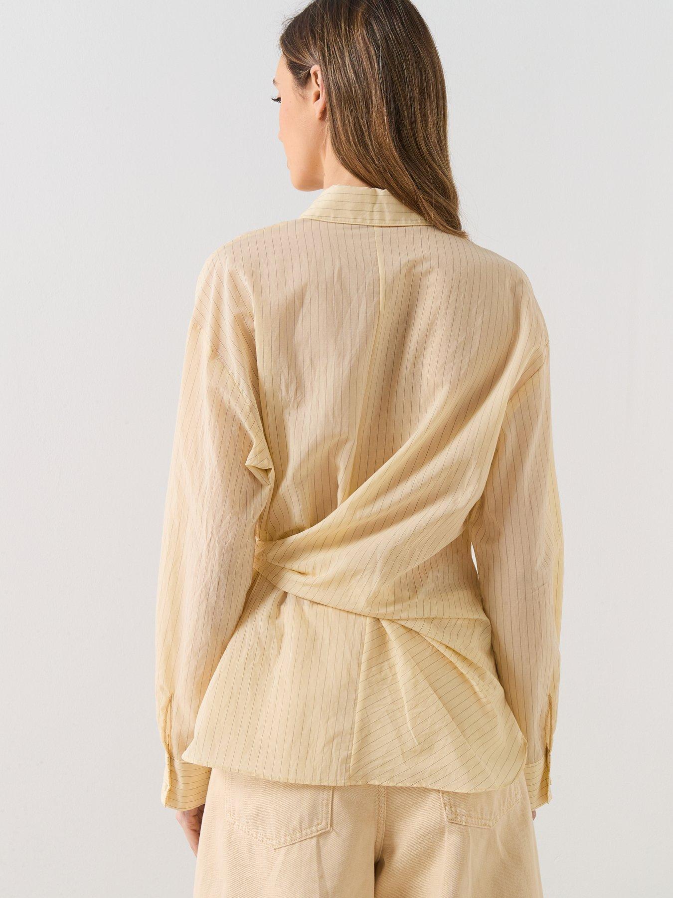  image of mango-stripped-knot-shirt-yellow