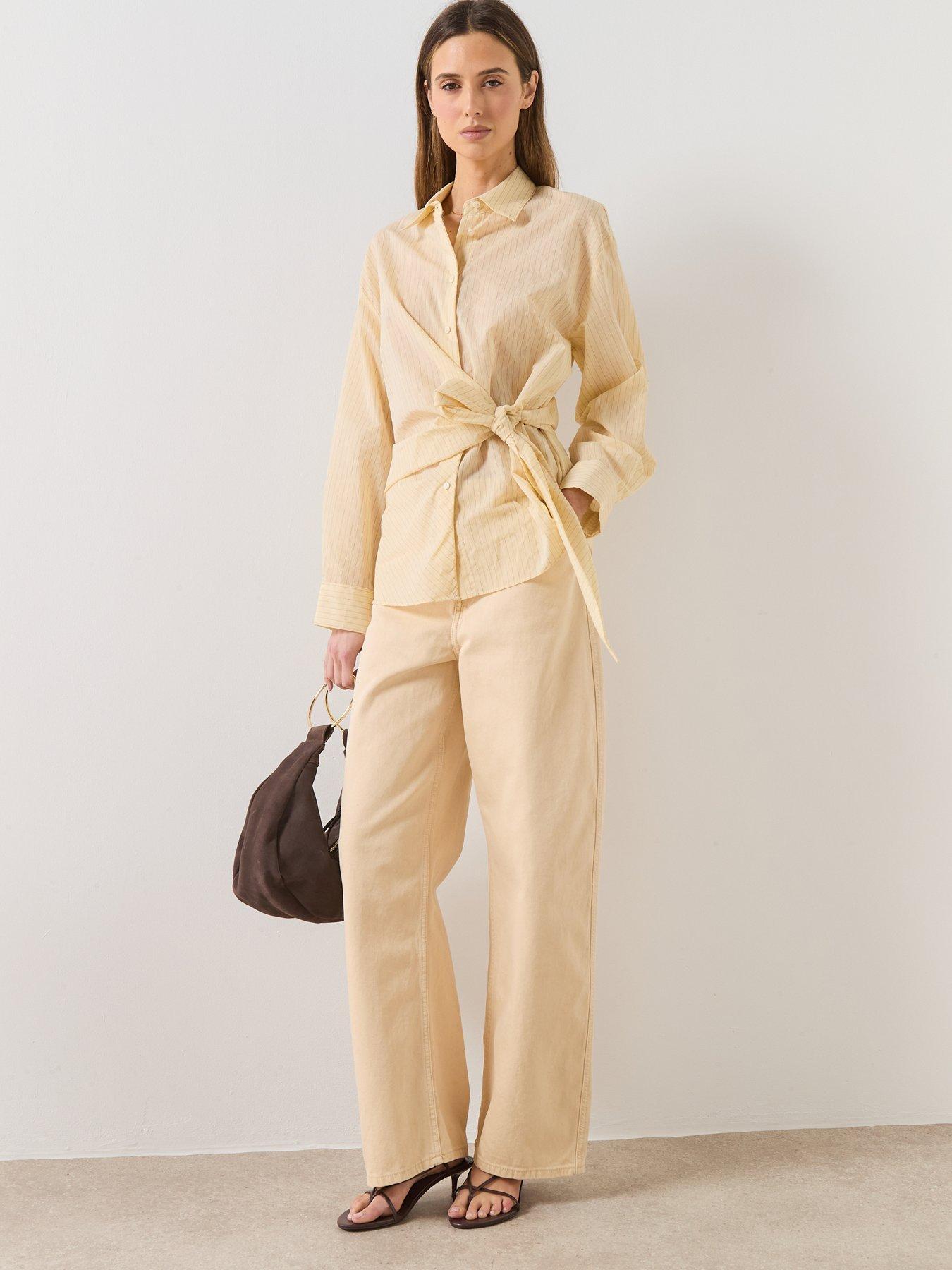  image of mango-stripped-knot-shirt-yellow