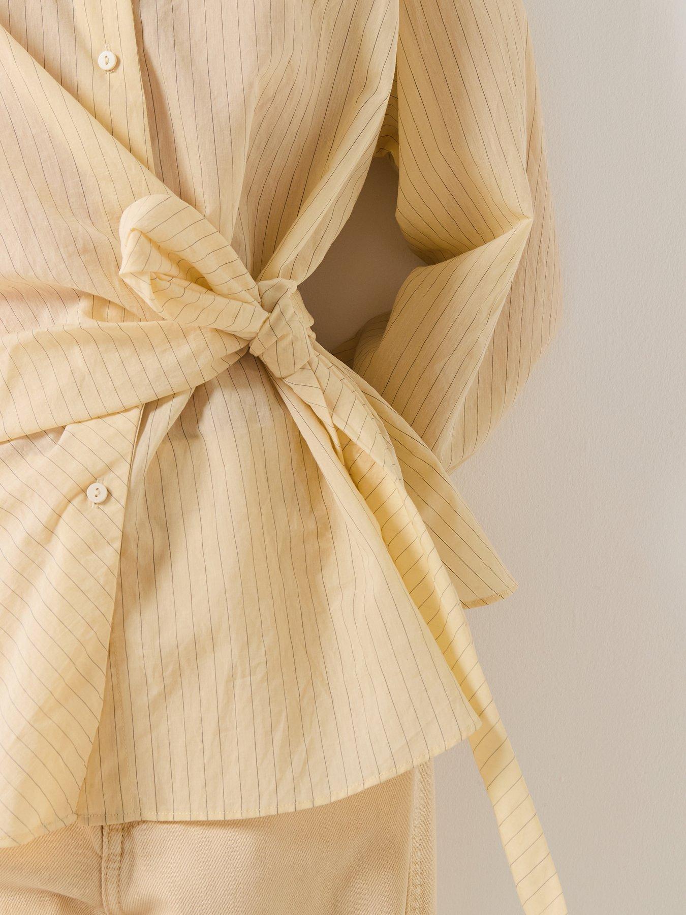  image of mango-stripped-knot-shirt-yellow