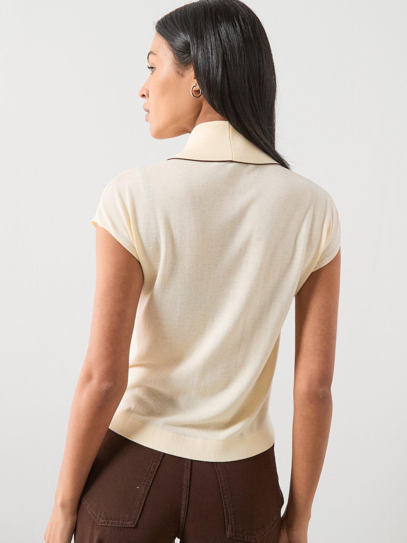  image of mango-knitted-top-with-scarf-detail-yellow
