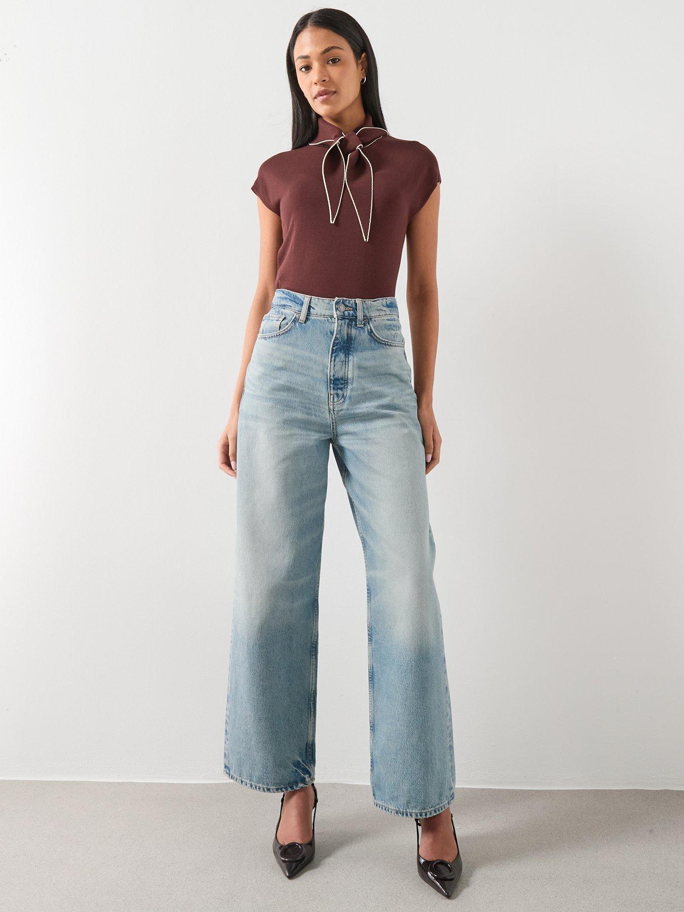  image of mango-knitted-top-with-scarf-detail-brown