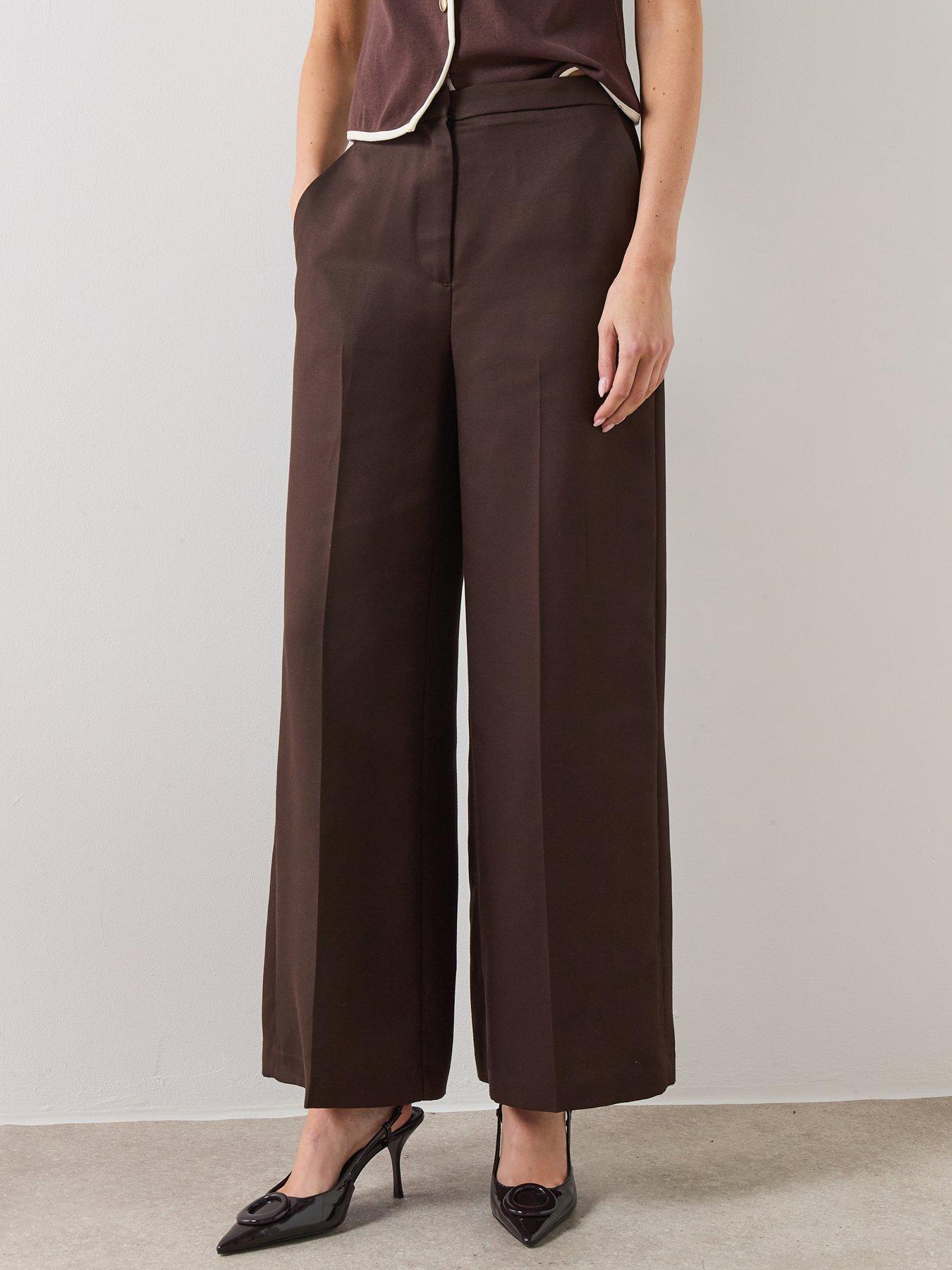 Mango High-Waisted Lyocell Trousers - Brown