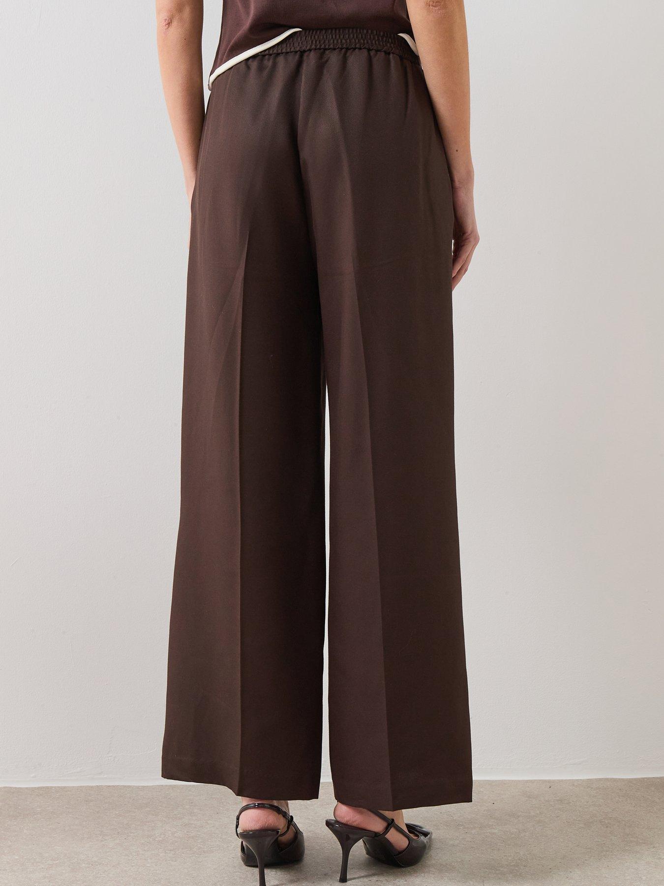  image of mango-high-waisted-lyocell-pants-brown