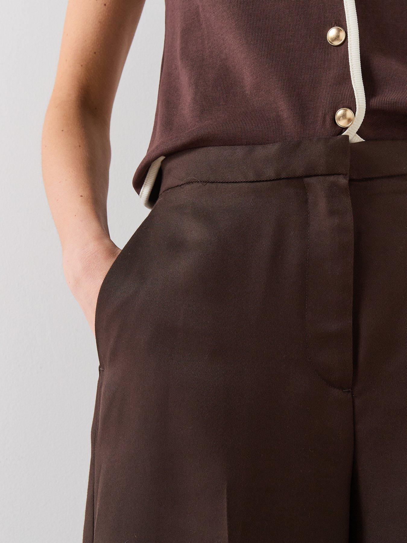  image of mango-high-waisted-lyocell-pants-brown