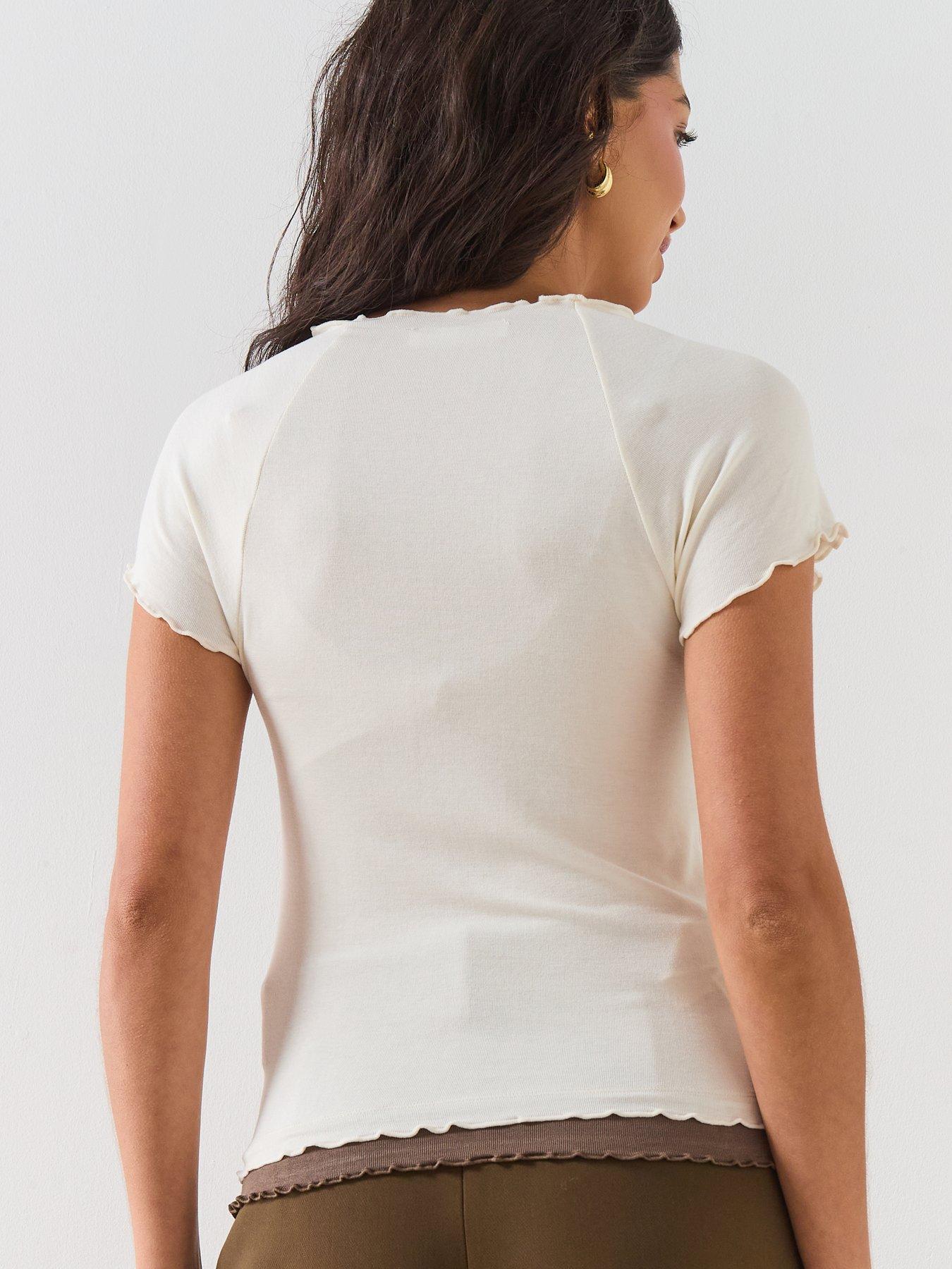 stillFront image of mango-contrasting-t-shirt-beige