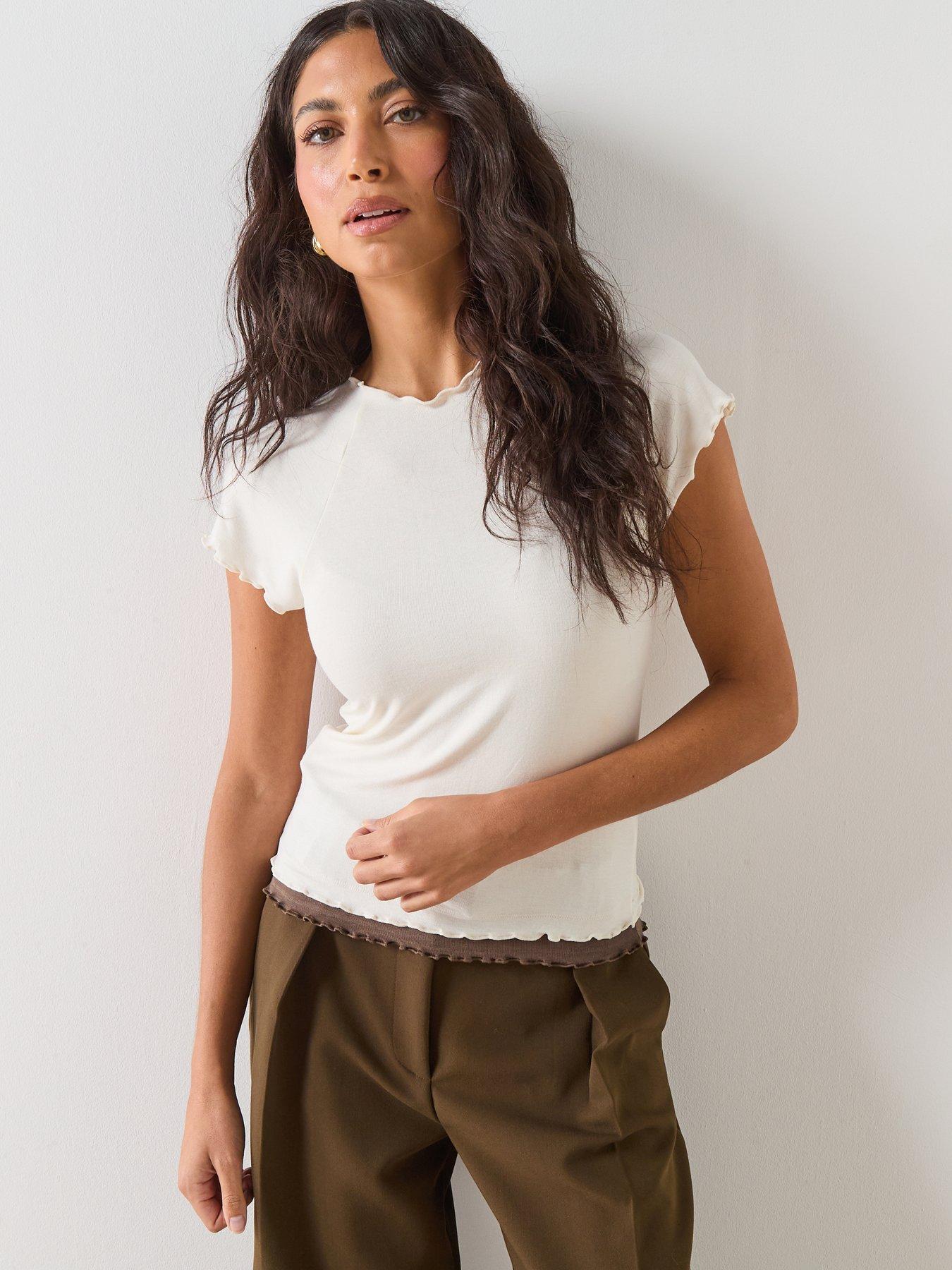  image of mango-contrasting-t-shirt-beige