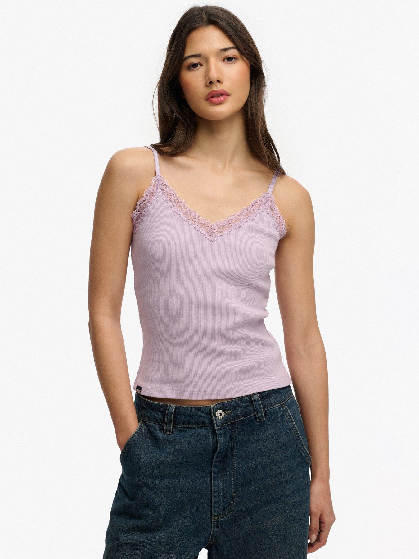 Superdry Essential Lace Trim Cami Top - Purple